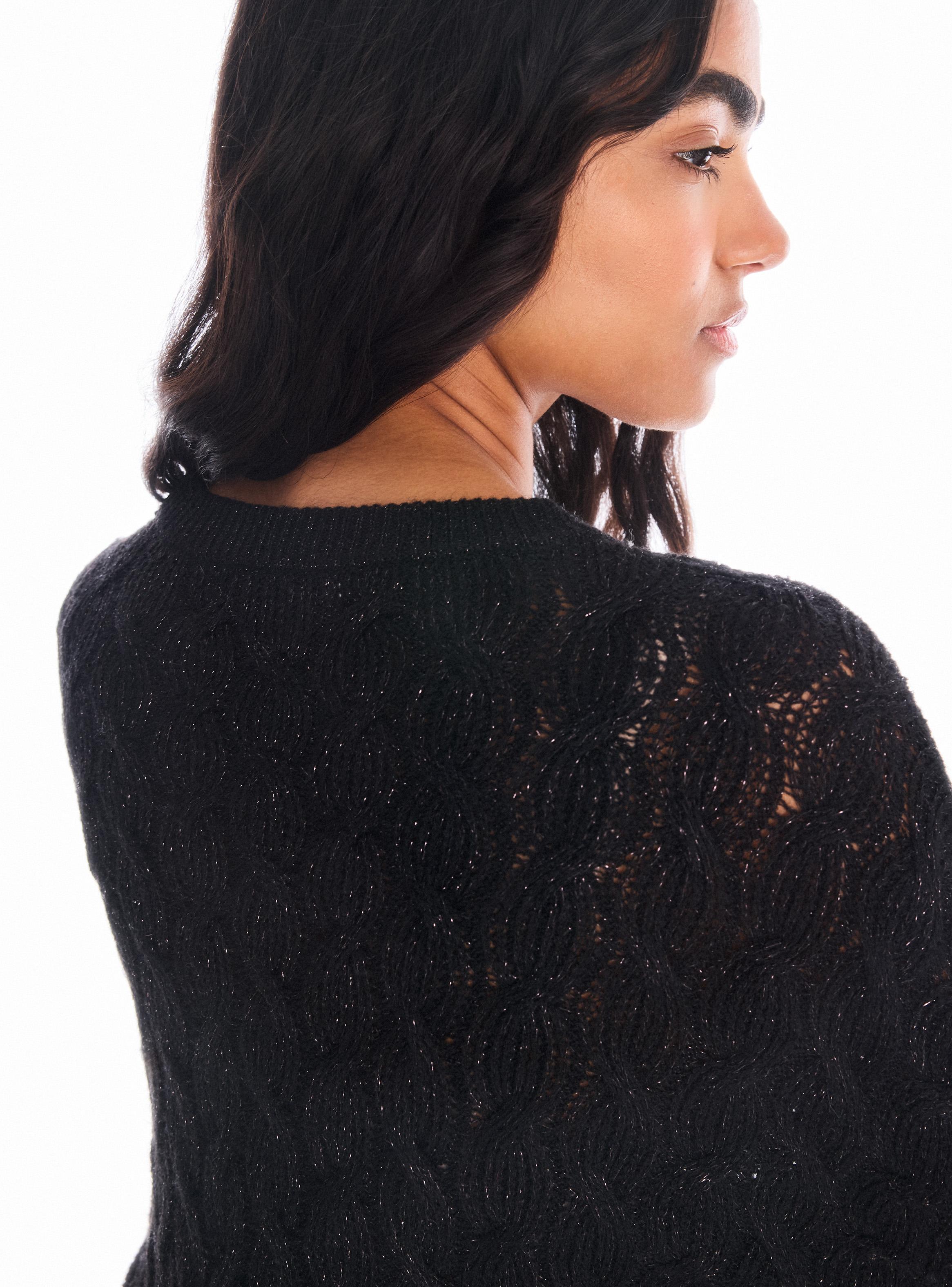 Sweater Trenzado con Hilo Metalizado-3