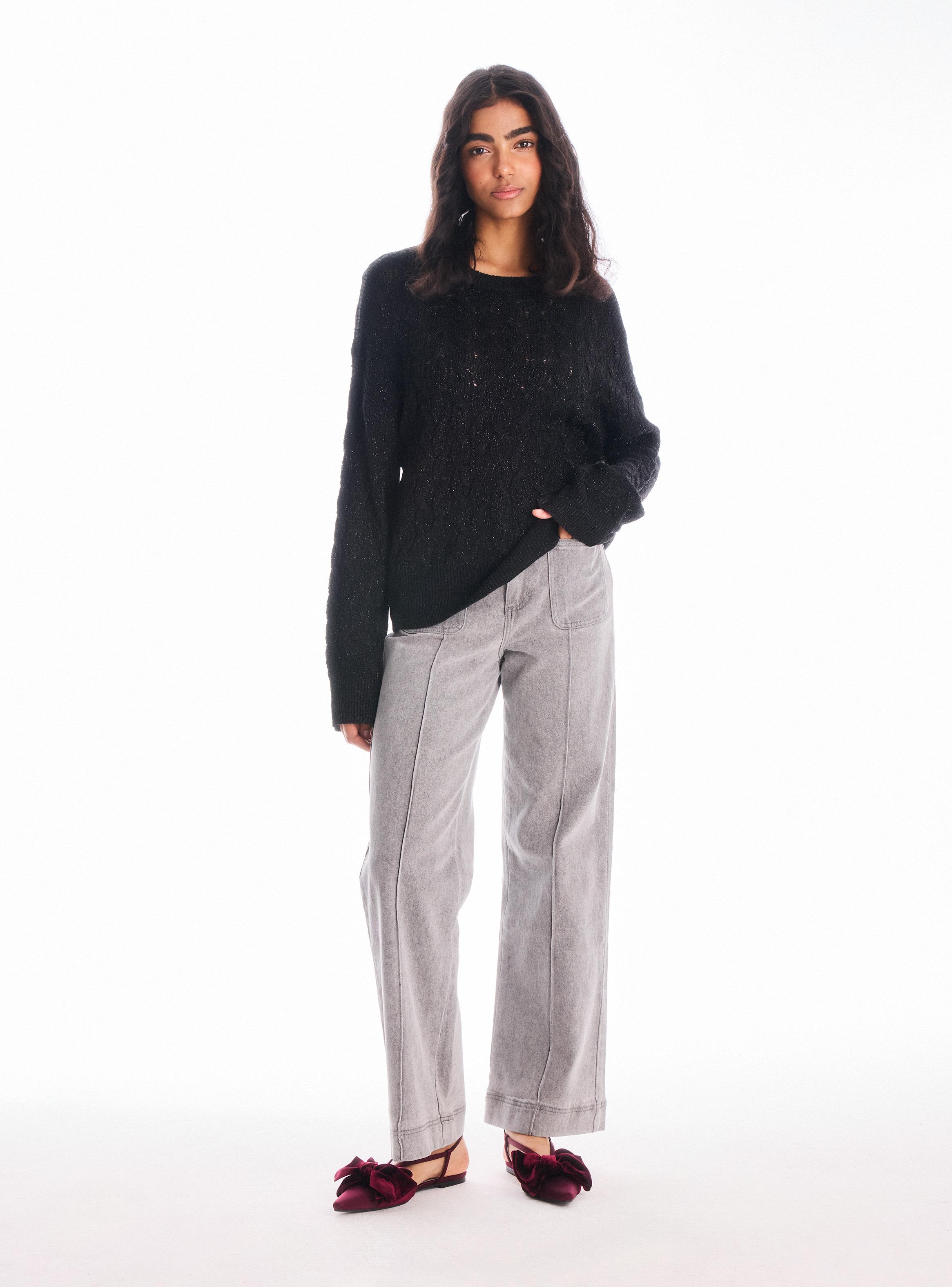Sweater Trenzado con Hilo Metalizado-4