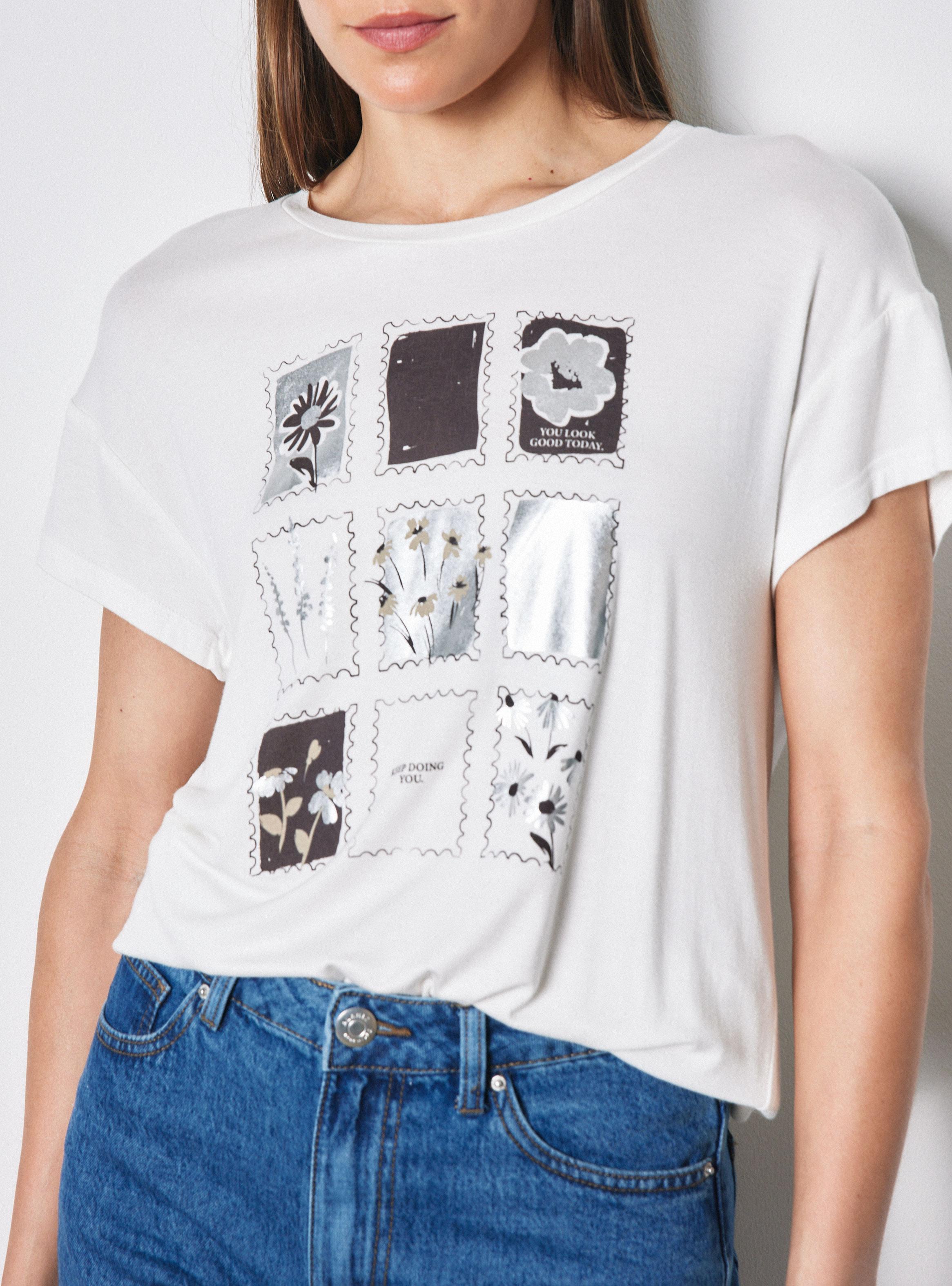 Polera Fluida Manga Corta con Estampado Frontal-2