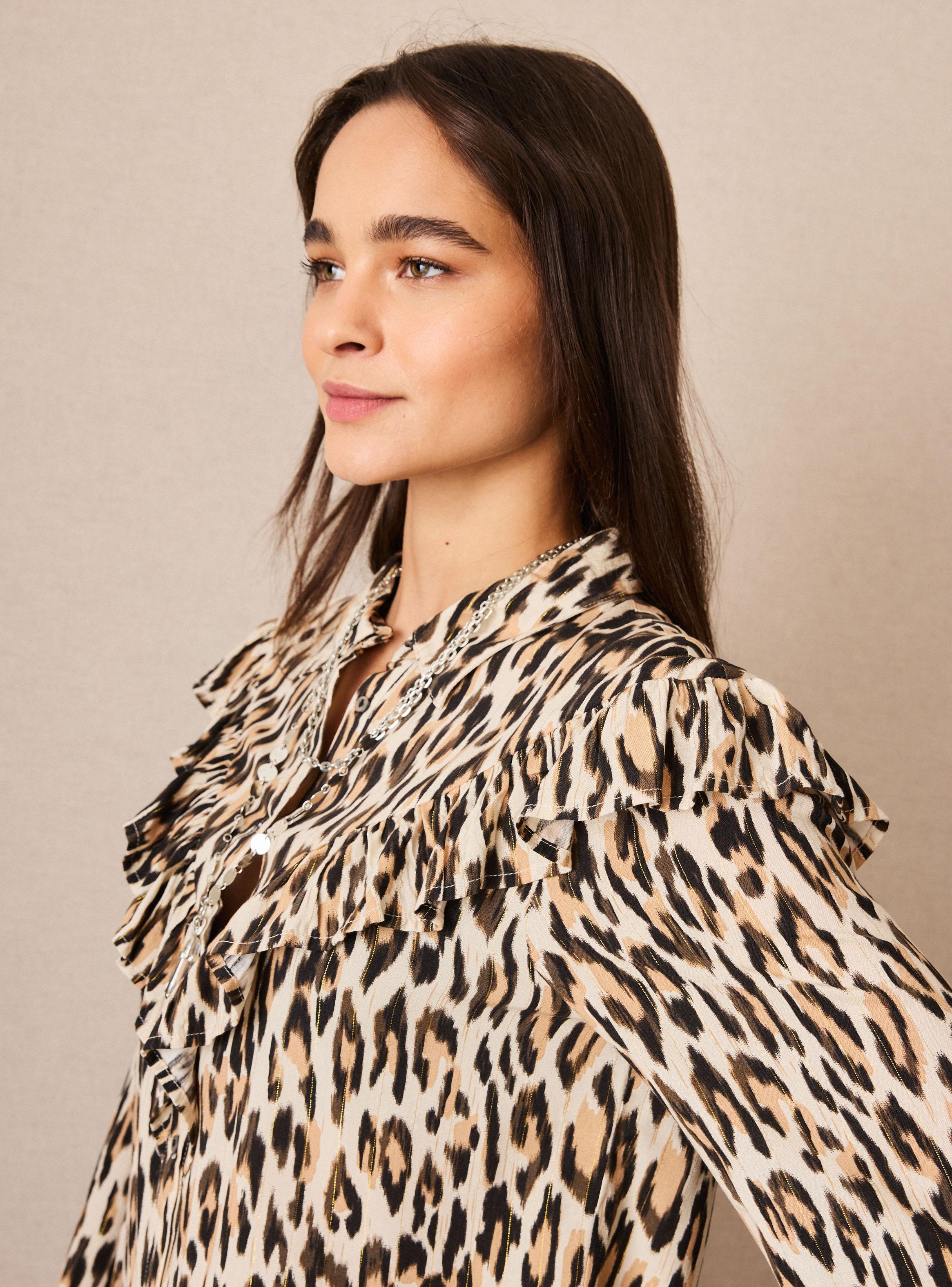 Blusa Camisera con Vuelo Estampada-2