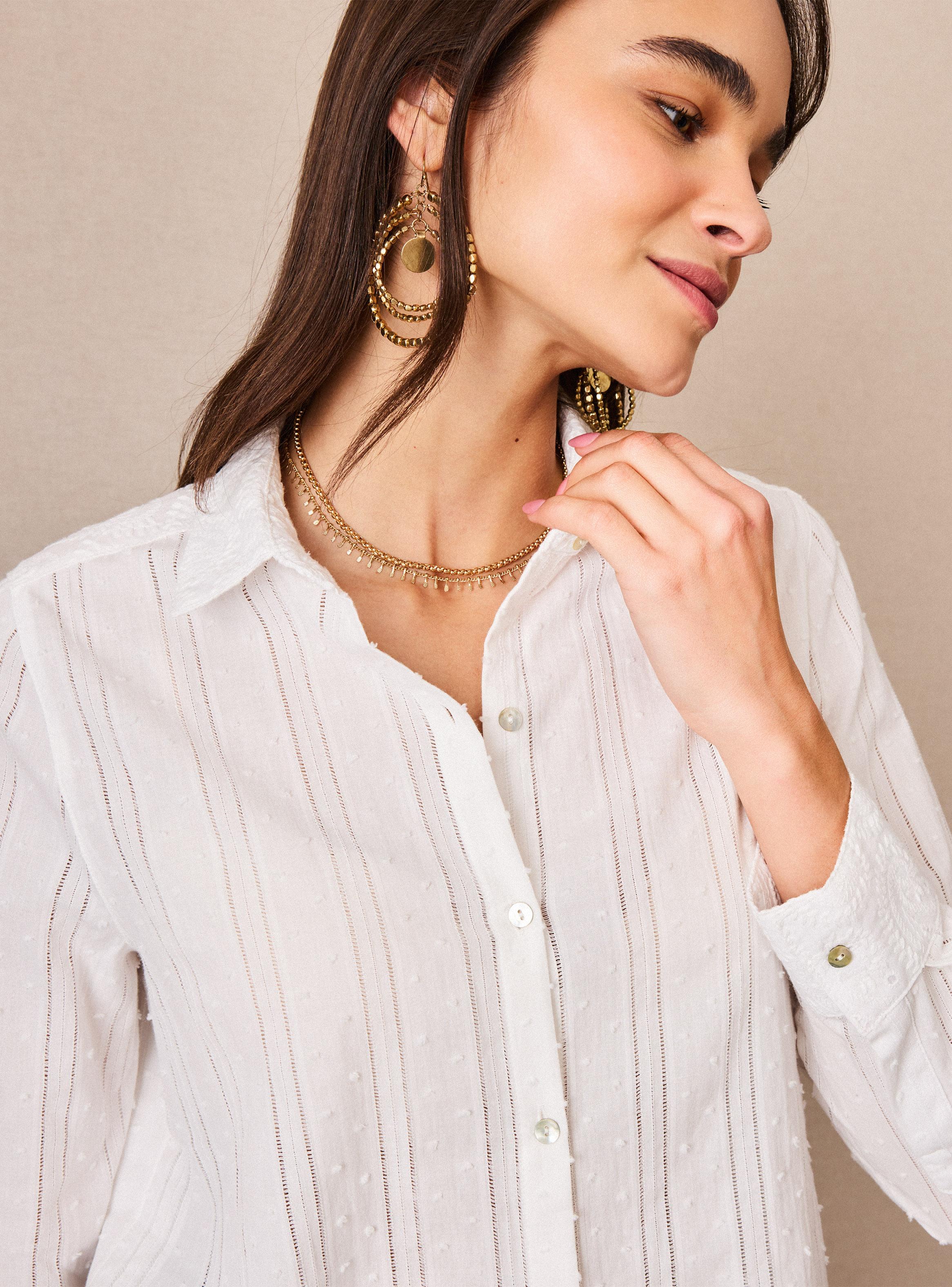 Blusa con Textura de Líneas y Detalles Bordados-2