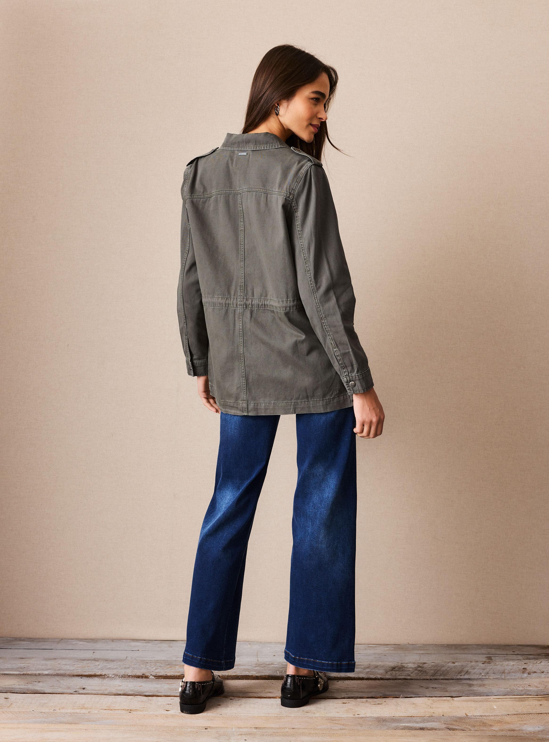 Chaqueta Gabardina con Bordado y Cintura Ajustable-5