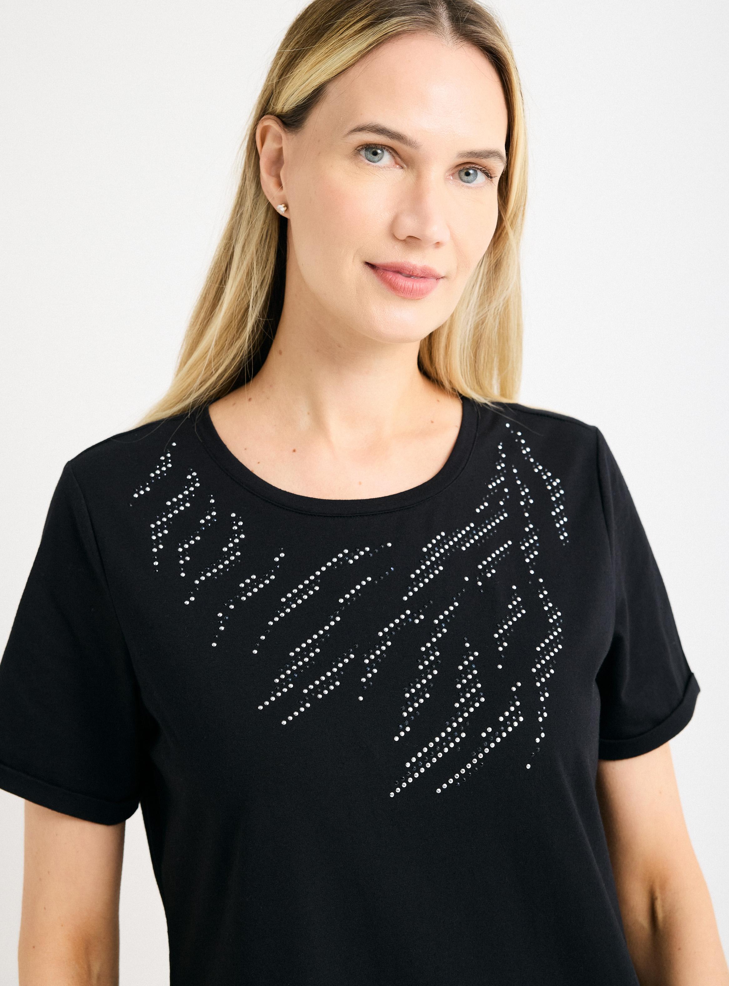 Polera Manga Codo con Estampado Strass-3