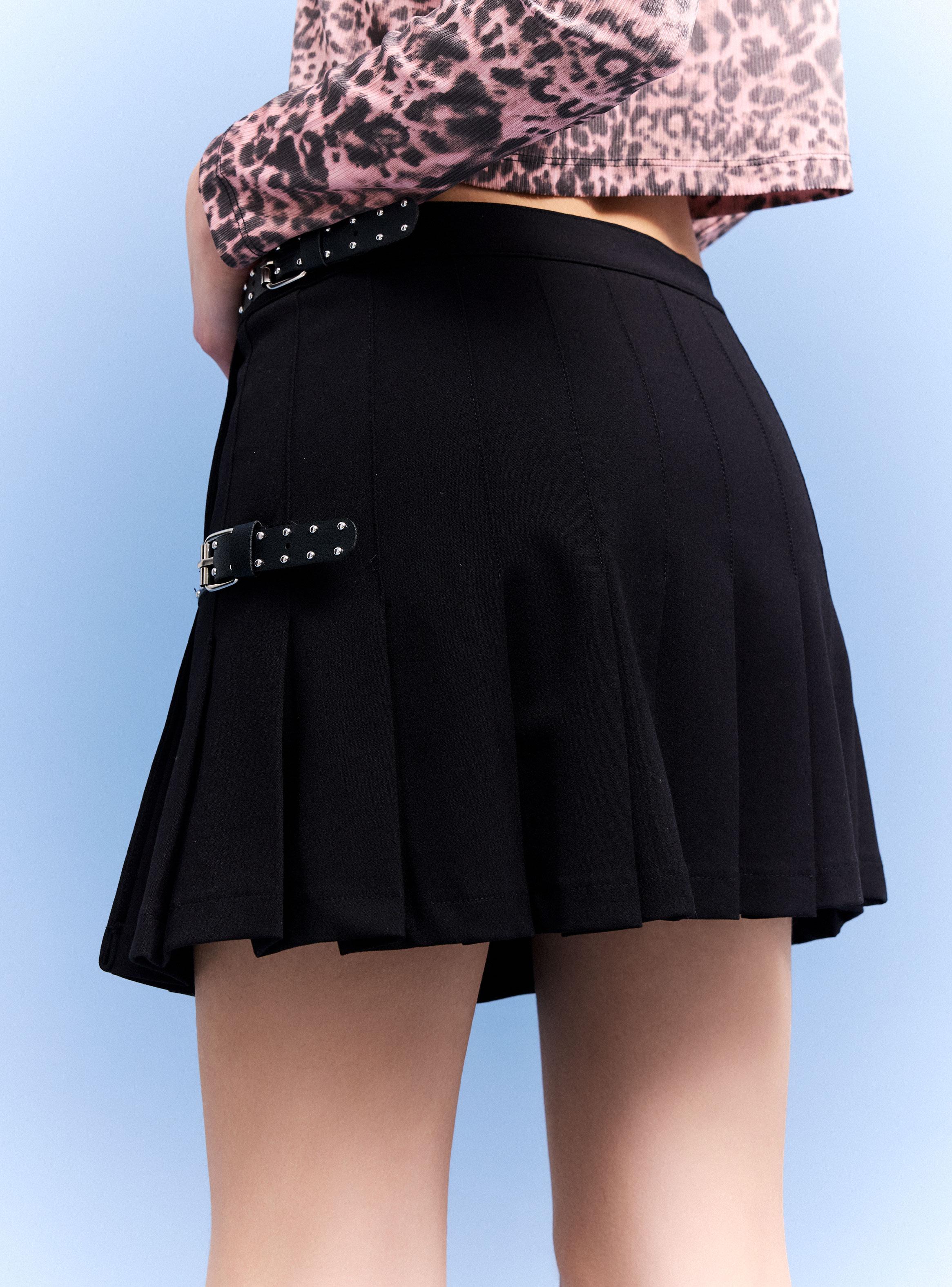 Falda Tableada con Hebillas-3
