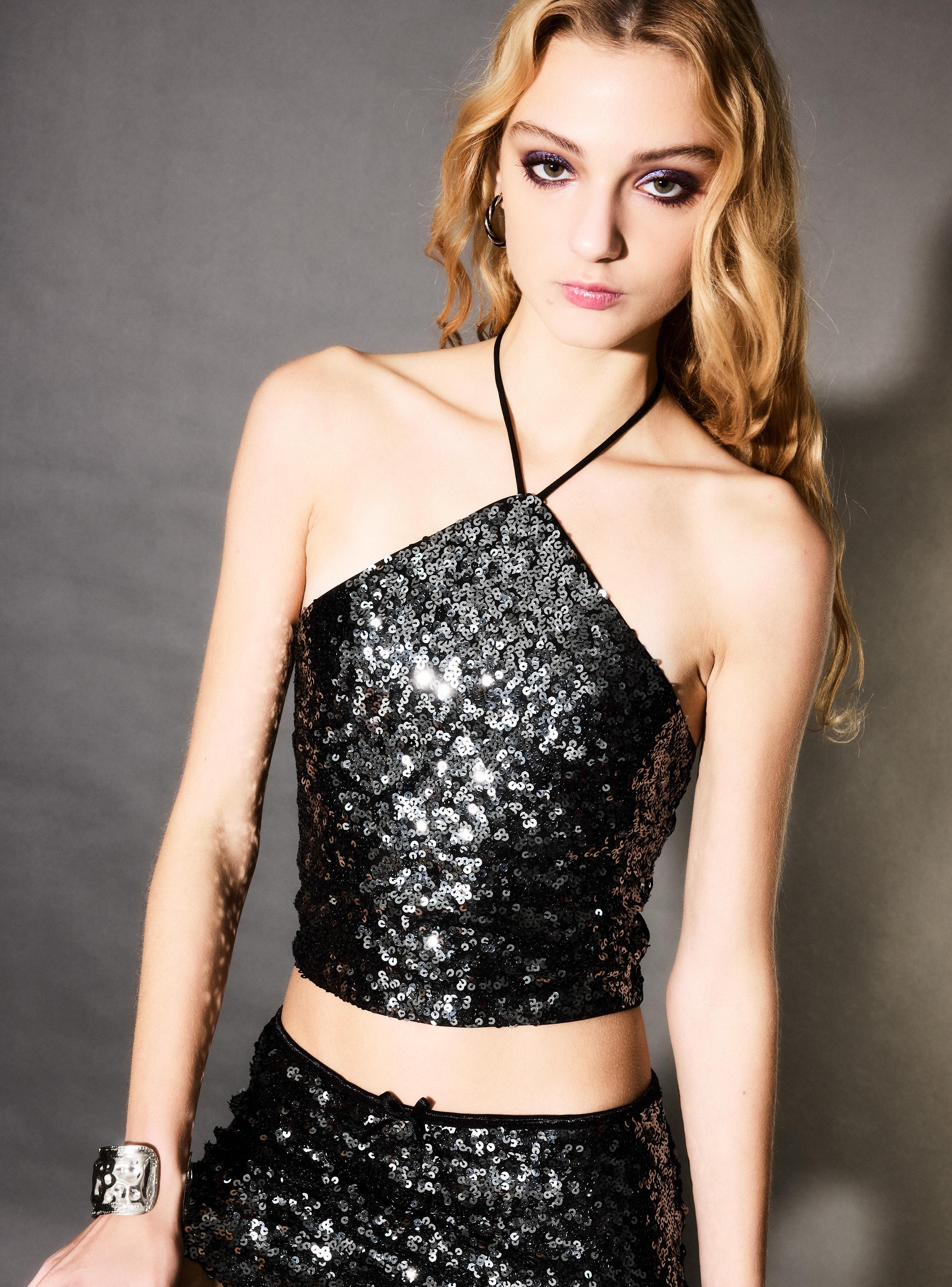 Polera Top Halter Lentejuelas-2