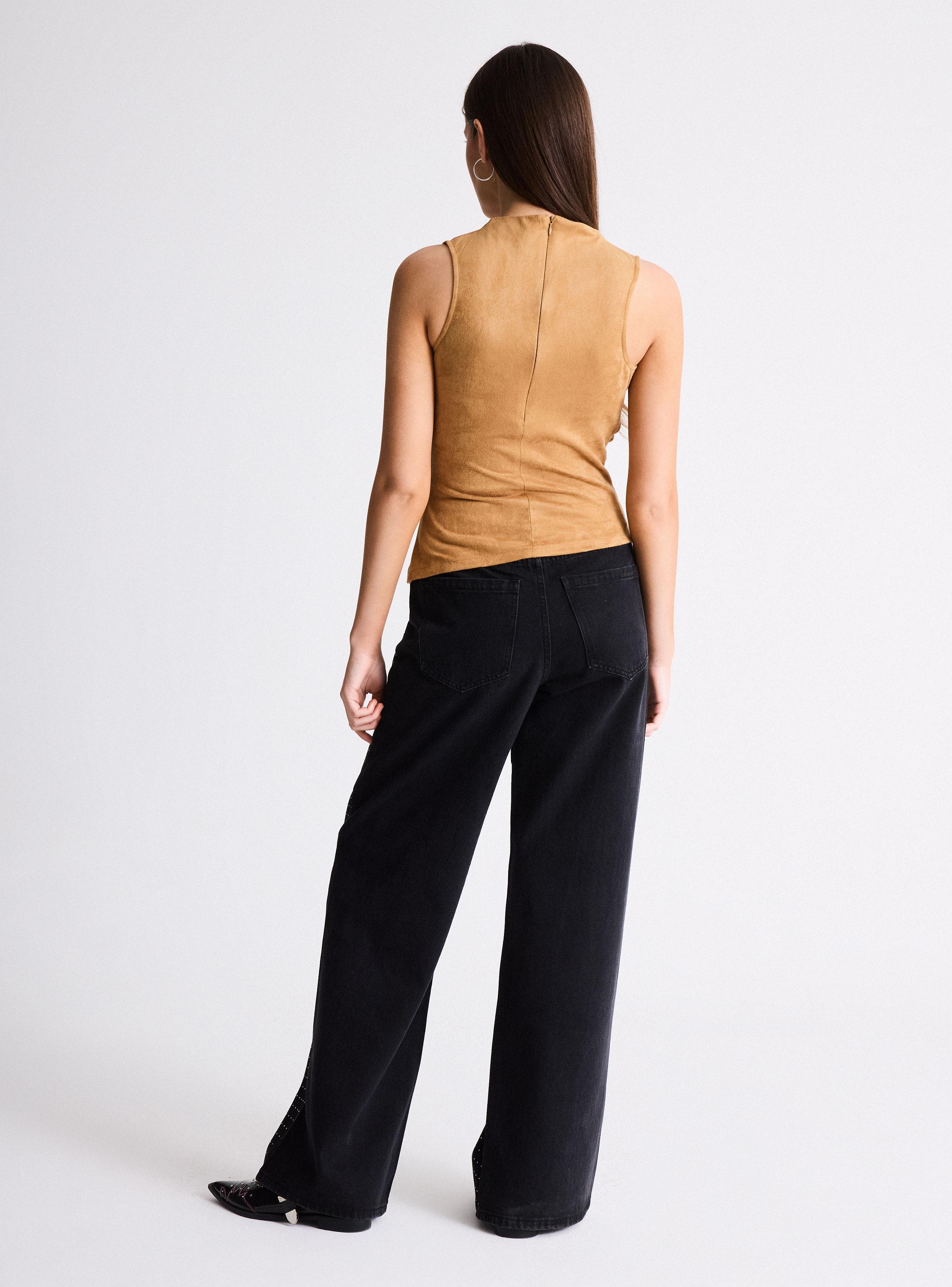 Polera Asimétrico Efecto Suede-5