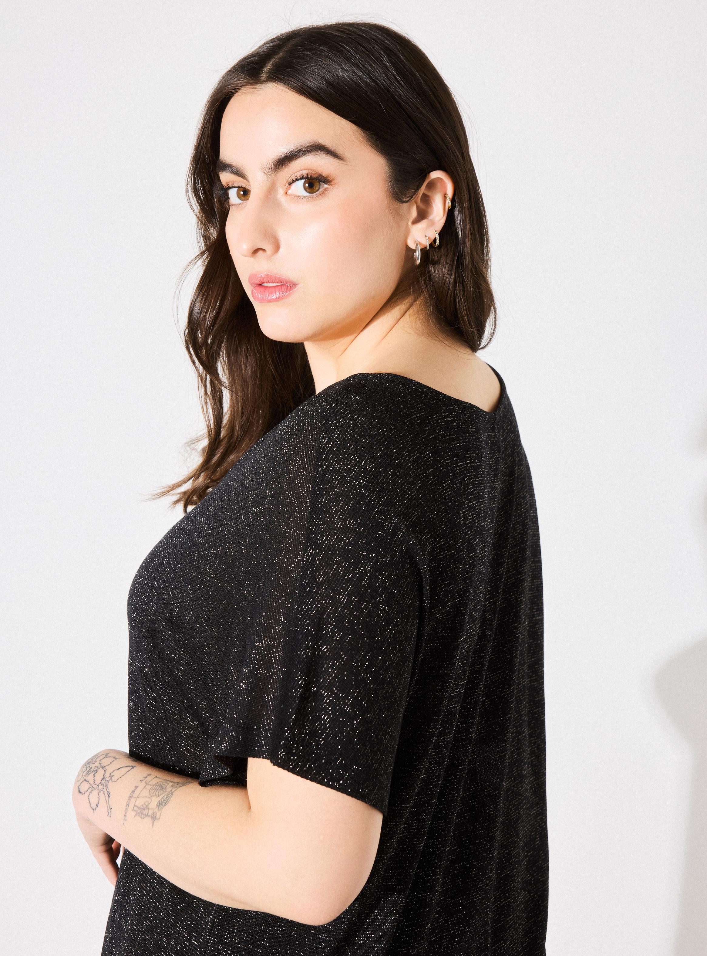 Polera Tejida Metalizada Escote Amplio Curvy-2