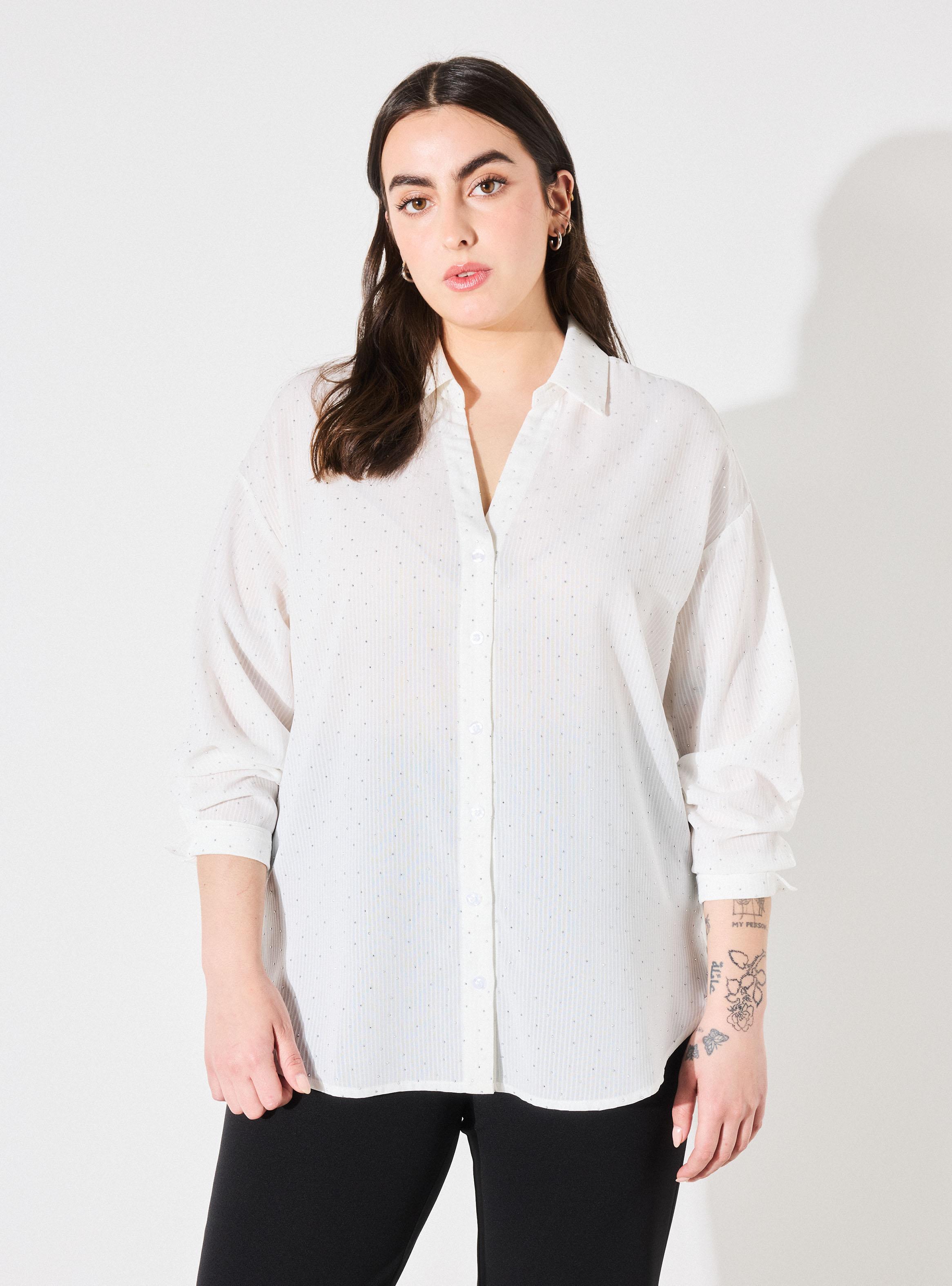 Blusa Escote V Estampado de Strass-0