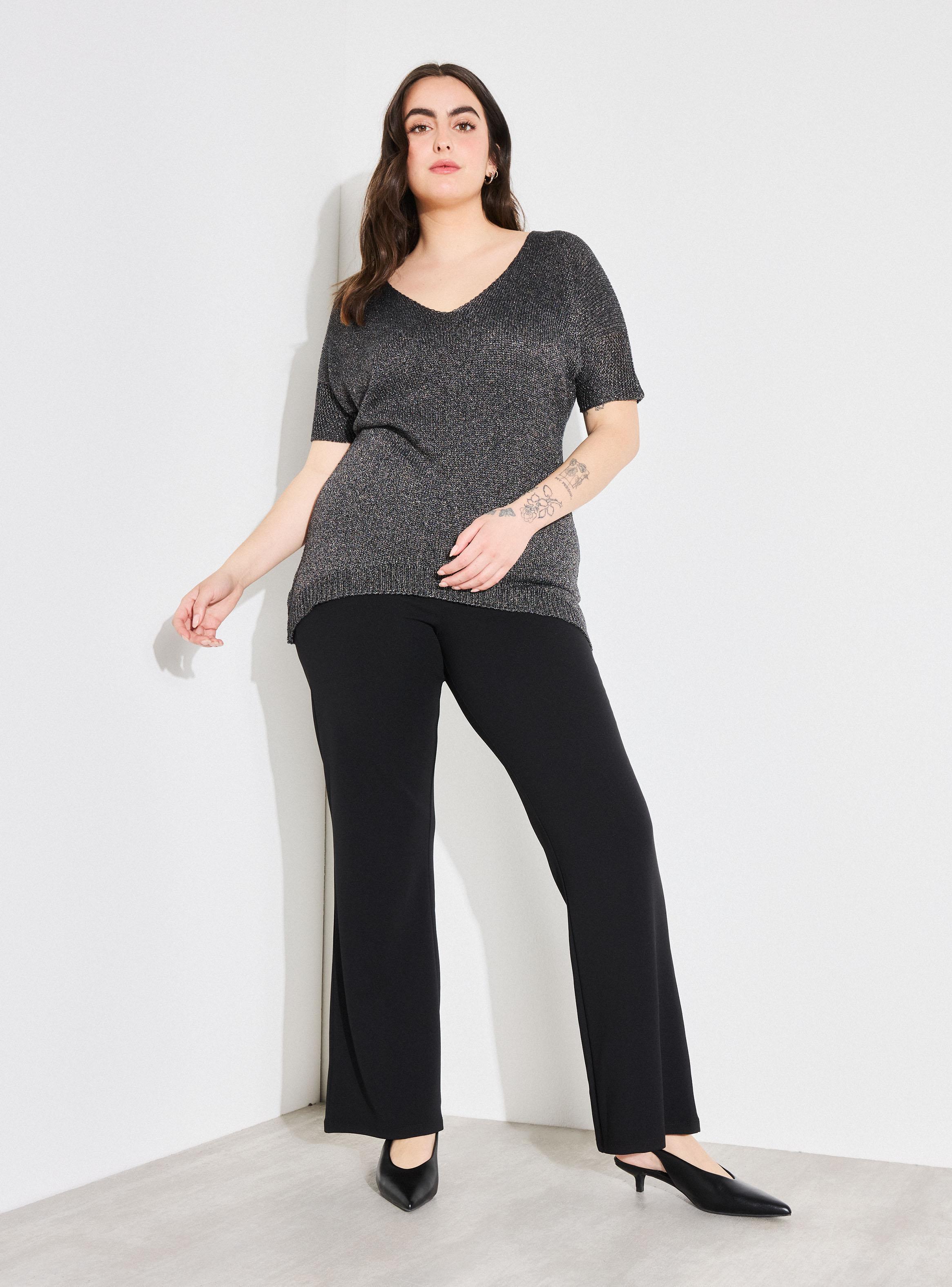 Sweater Escote V Manga Corta Tejido Metalizado Curvy-4