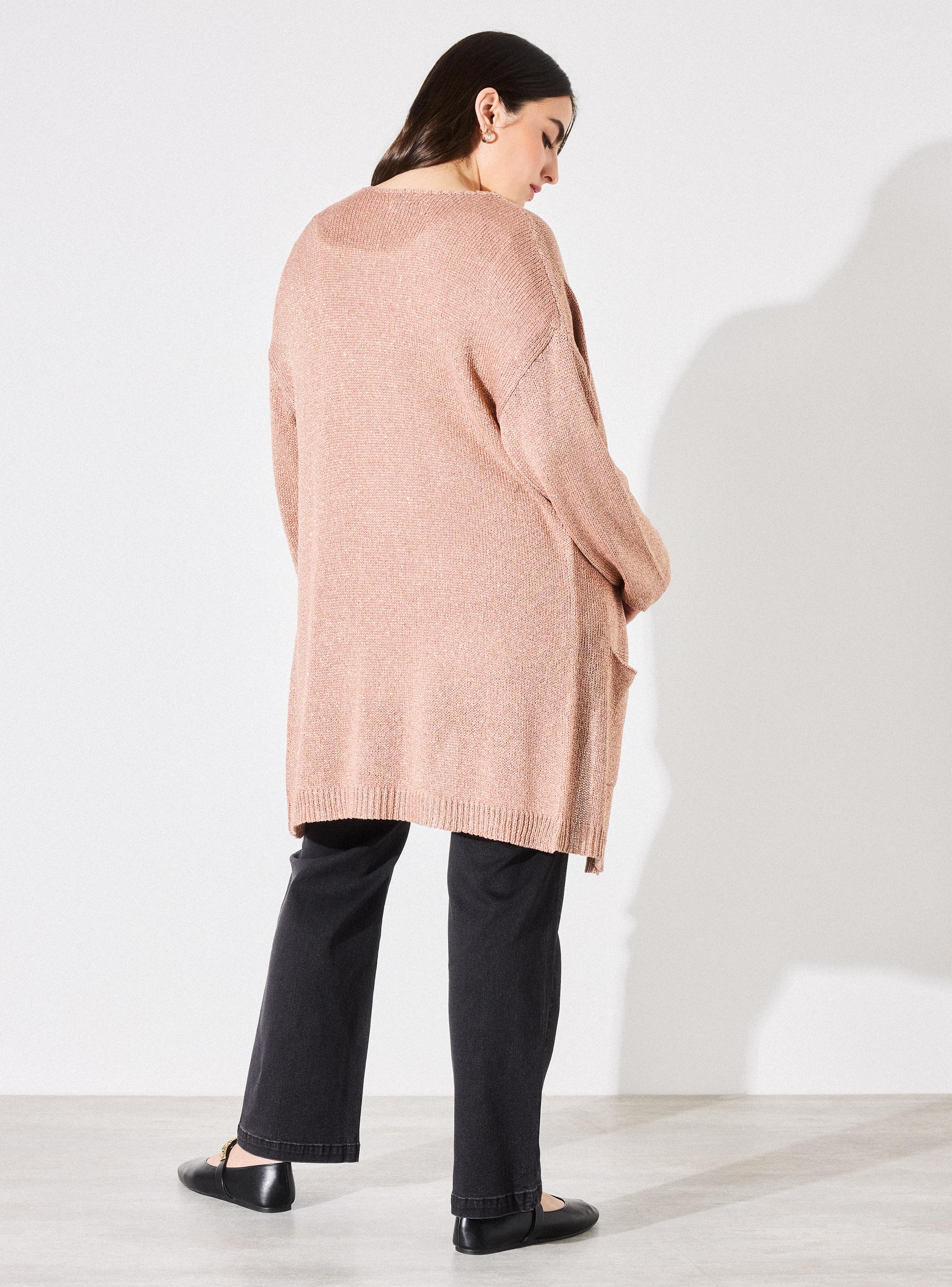 Chaleco Cárdigan Metalizado con Bolsillos Talla Curvy-5