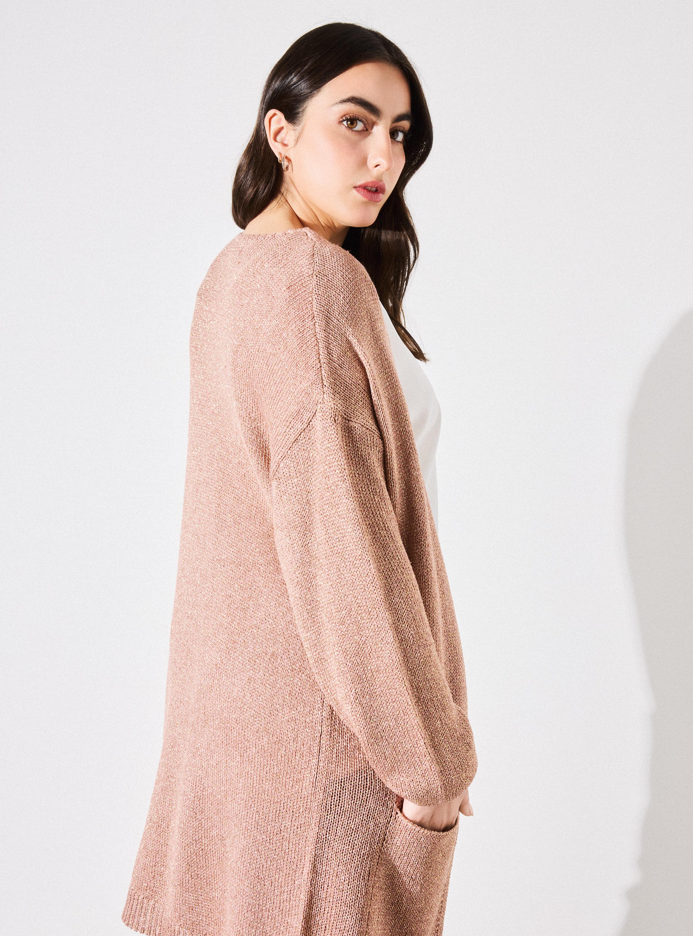 Chaleco Cárdigan Metalizado con Bolsillos Talla Curvy-3