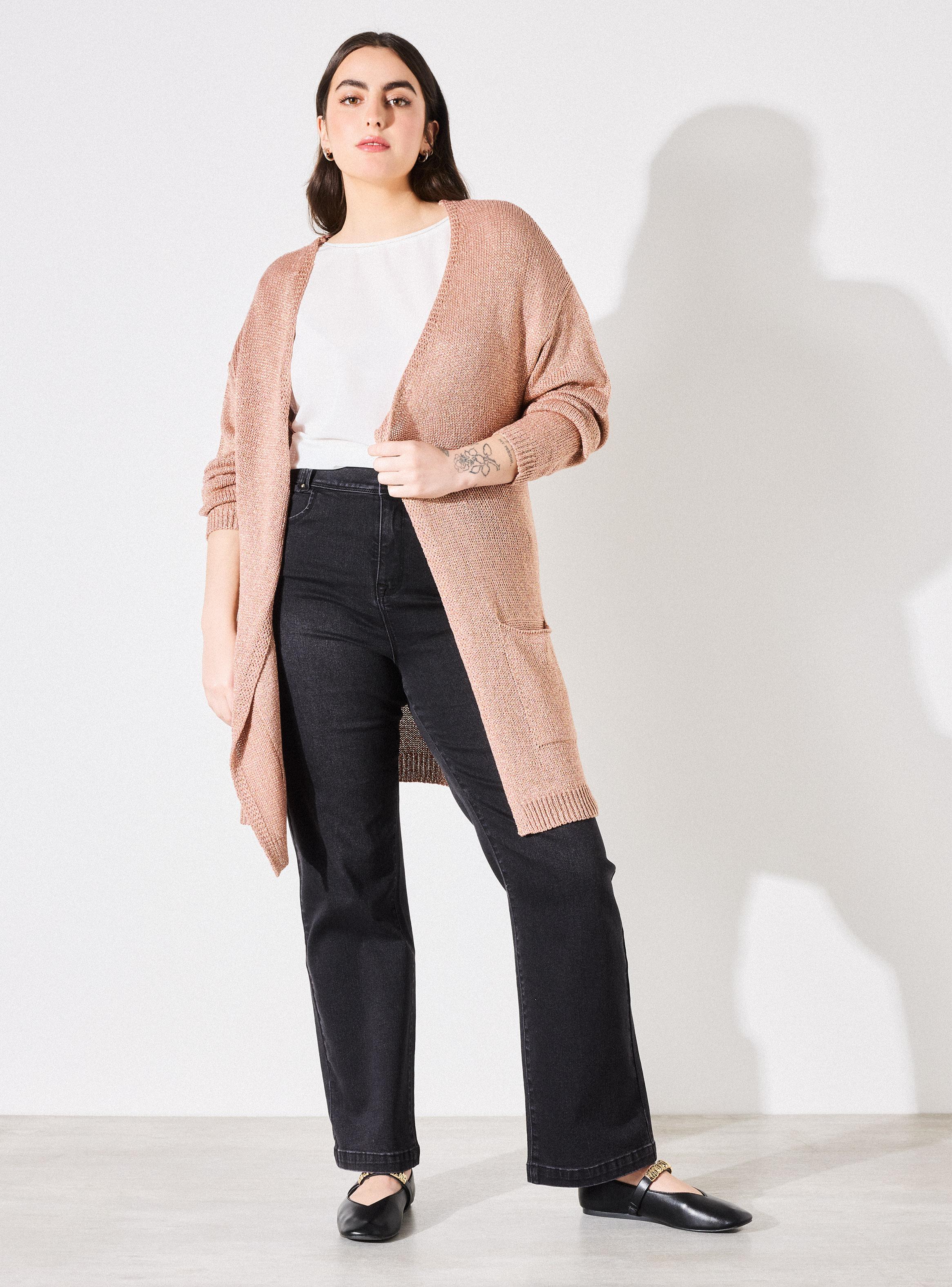 Chaleco Cárdigan Metalizado con Bolsillos Talla Curvy-4