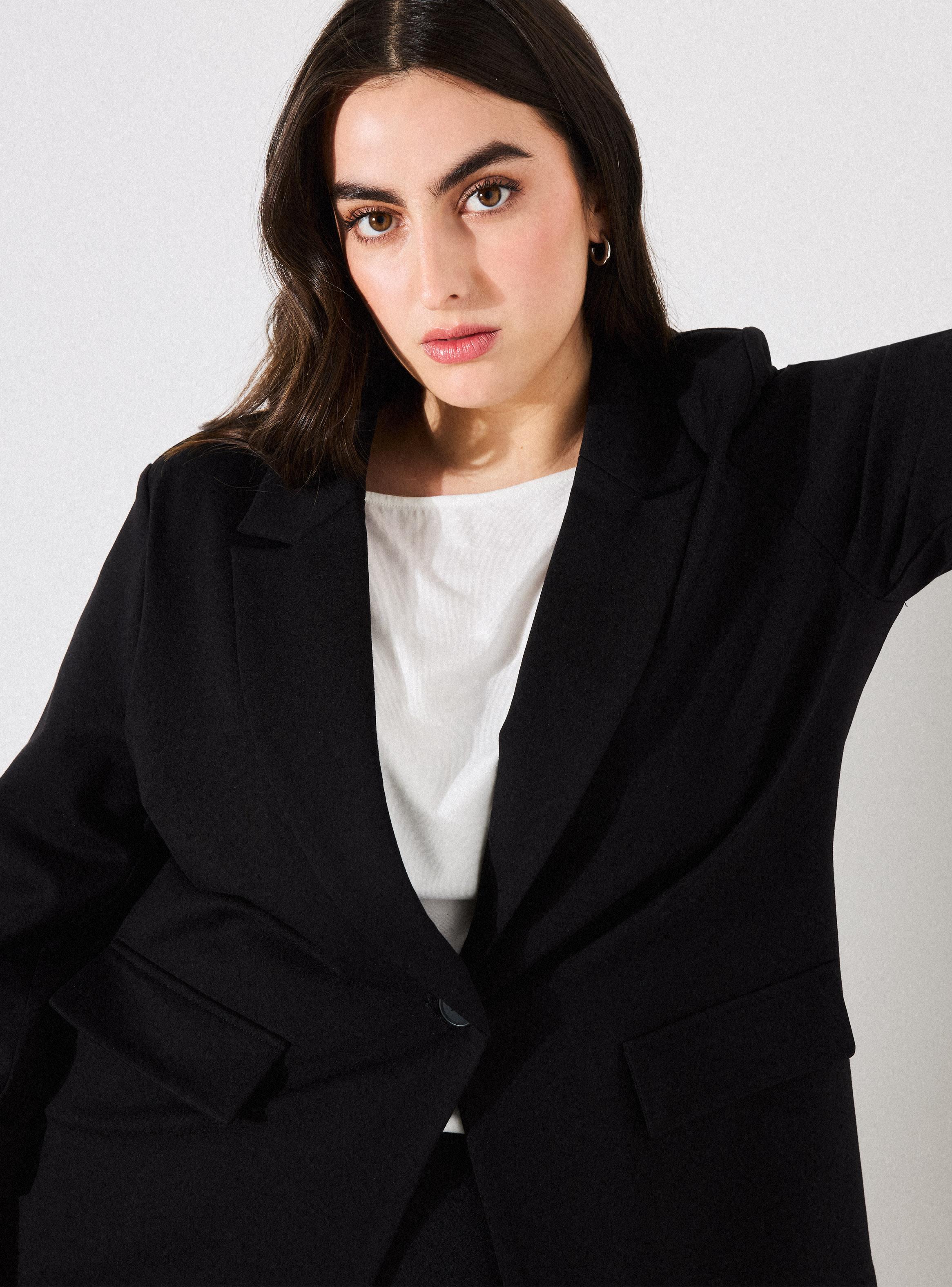 Blazer con Manga Recogida Cierre Botón Talla Curvy-2