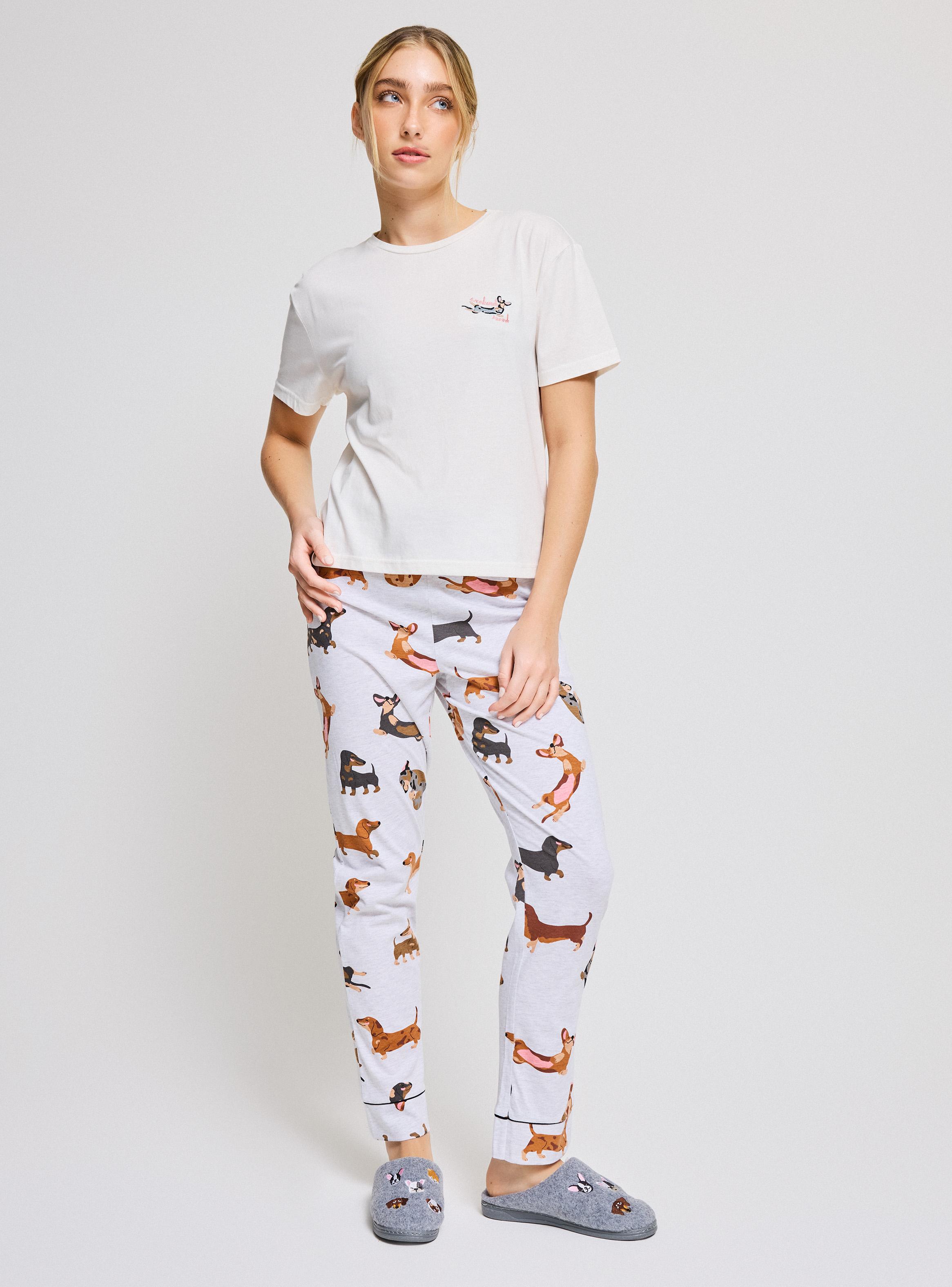 Pijama Polera Bordado Pantalón Full Estampado-5
