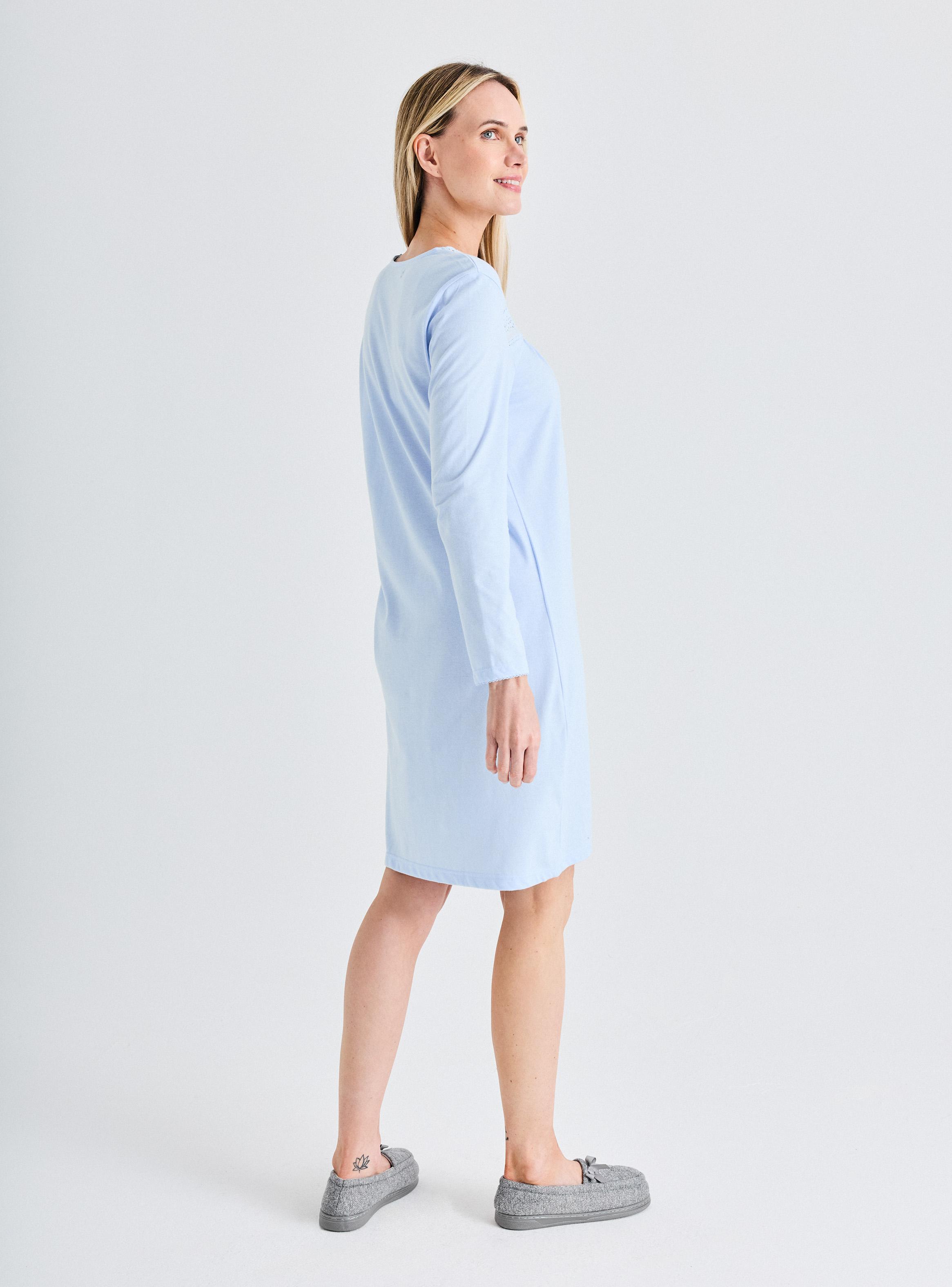 Camisa de Dormir Lisa con Detalles en Broderie-5