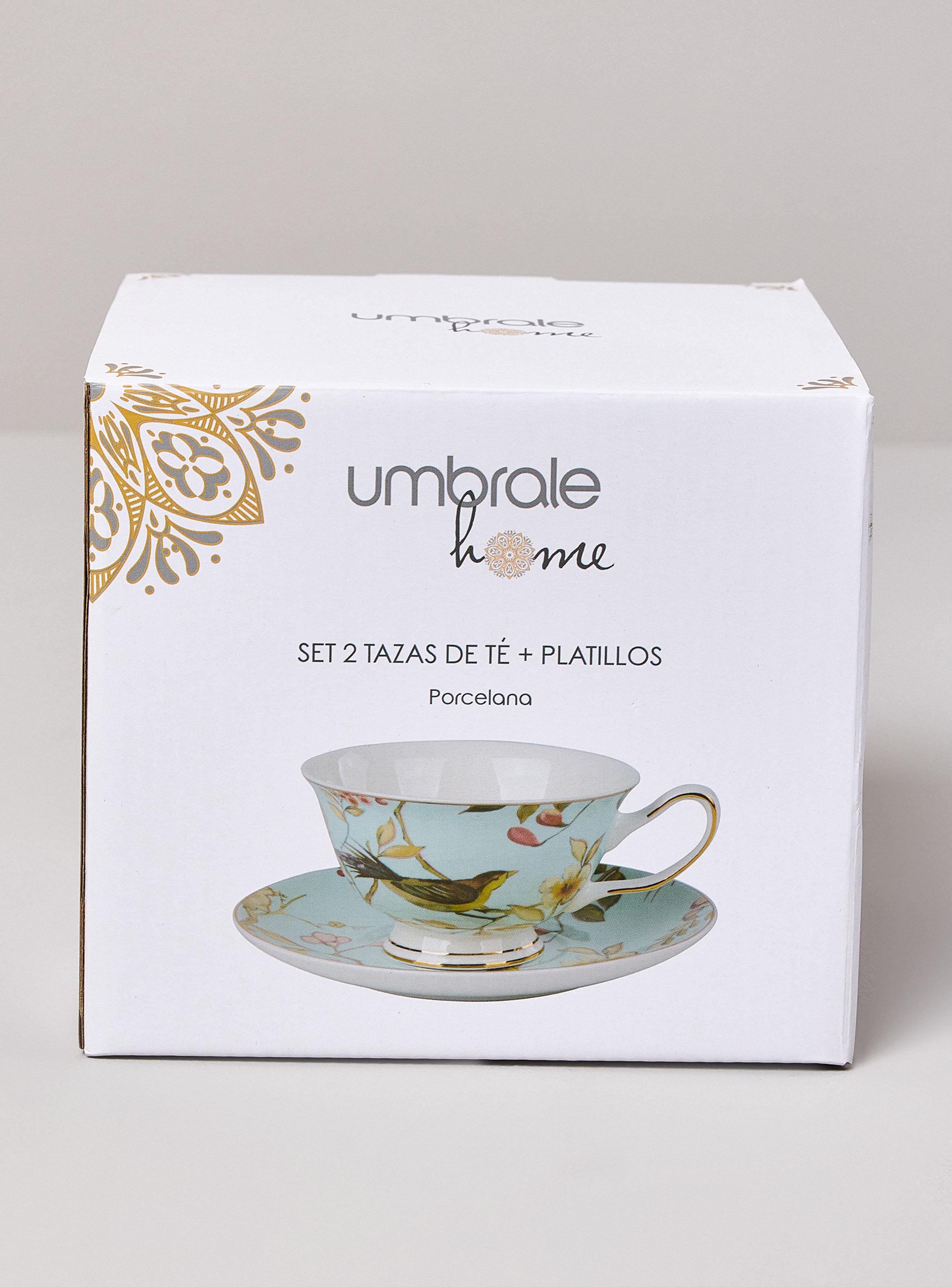 Set 2 Tazas Te + Platillos Porcelana-3