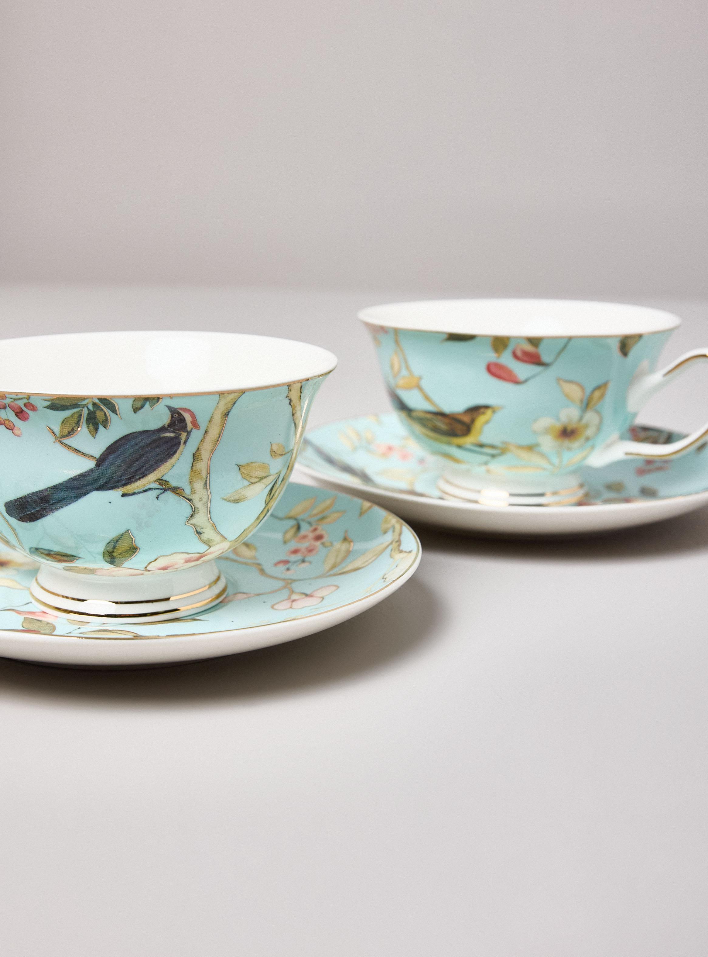 Set 2 Tazas Te + Platillos Porcelana-2