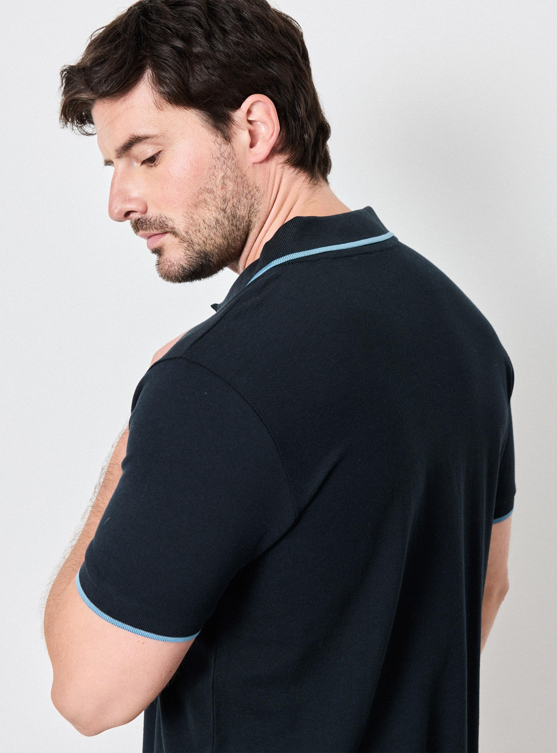 Polera Pique Algodón Detalle Cuello Y Mangas-3