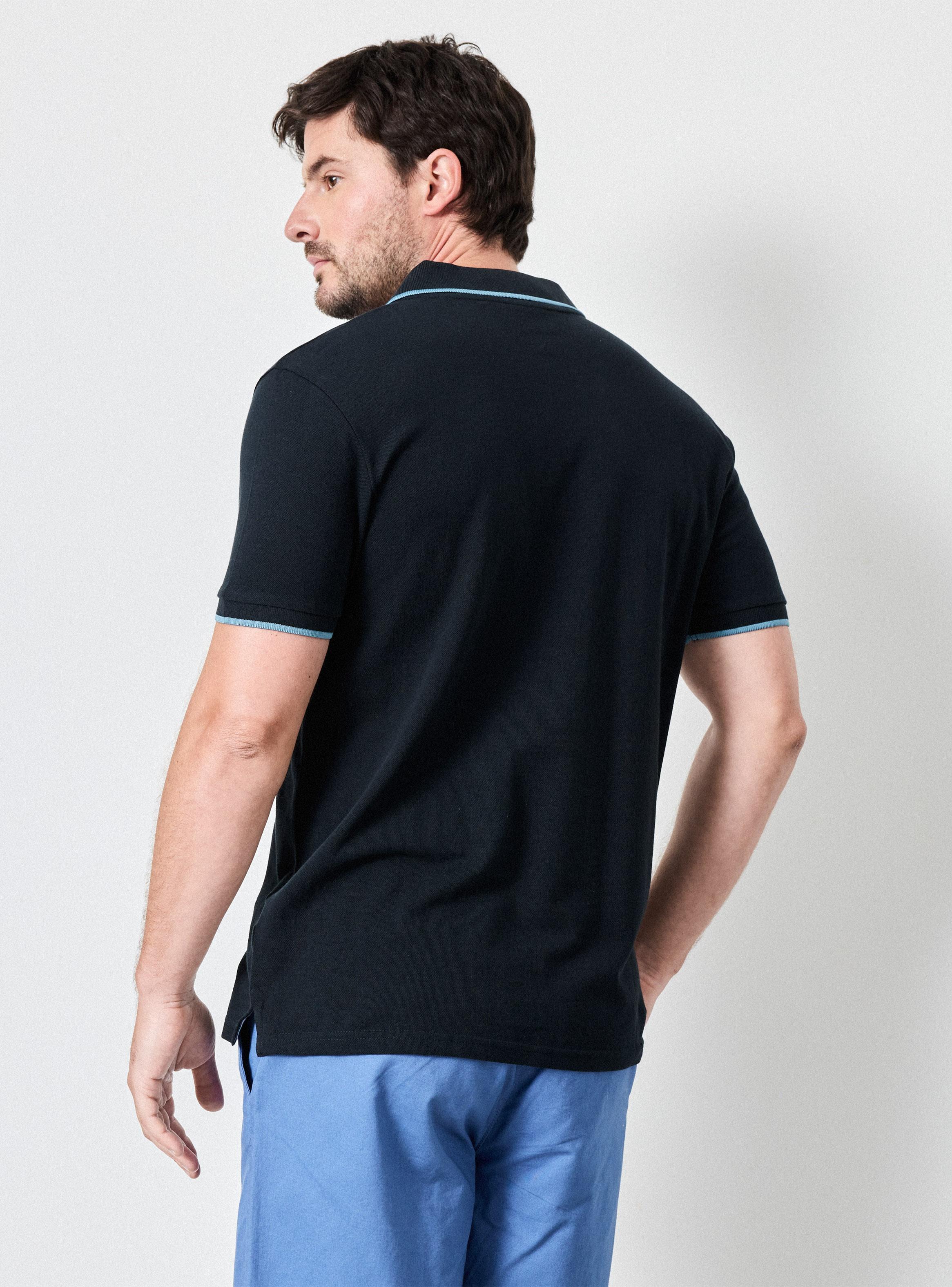 Polera Pique Algodón Detalle Cuello Y Mangas-1