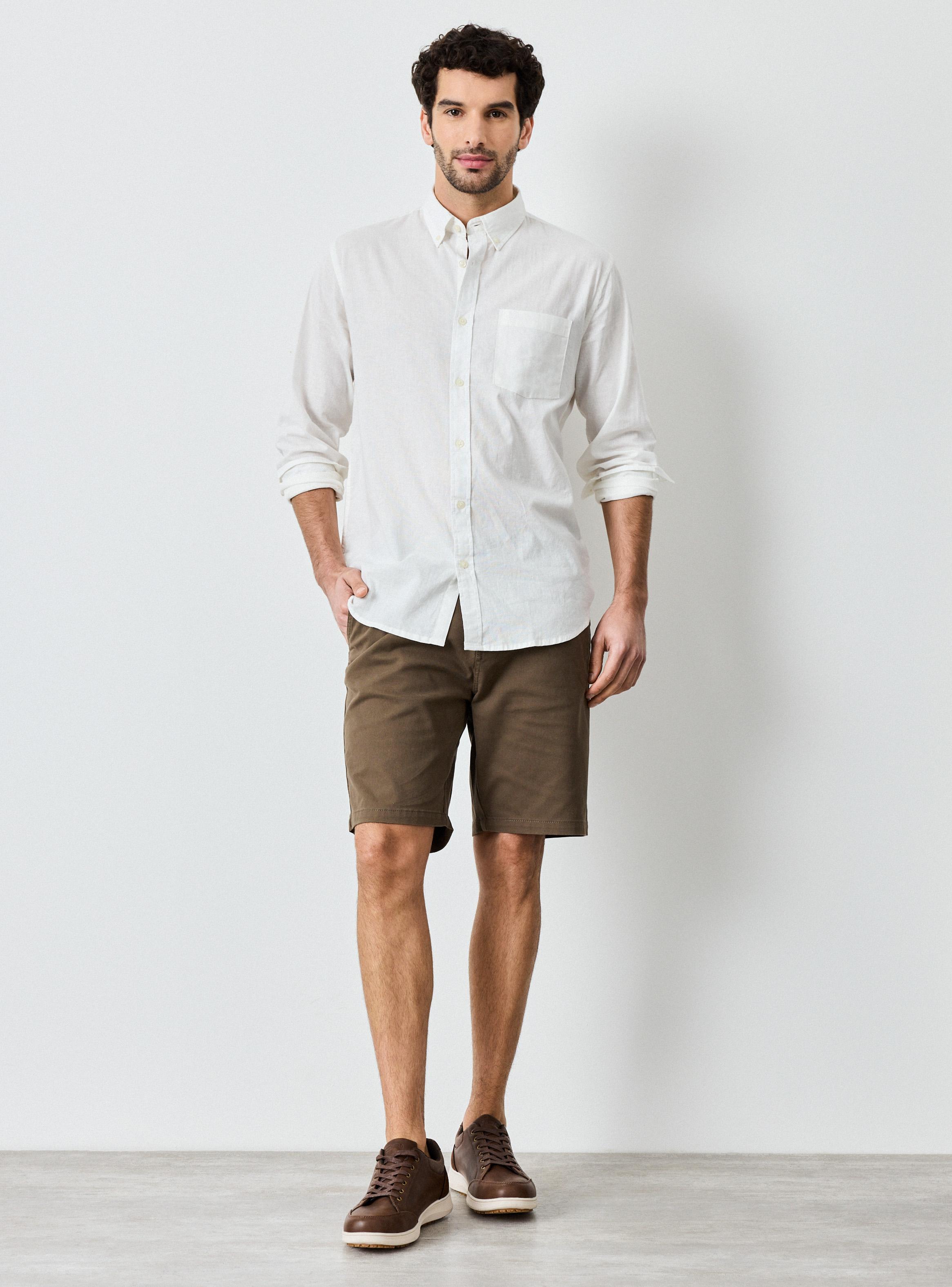 Camisa Lino Algodón Manga Larga-4