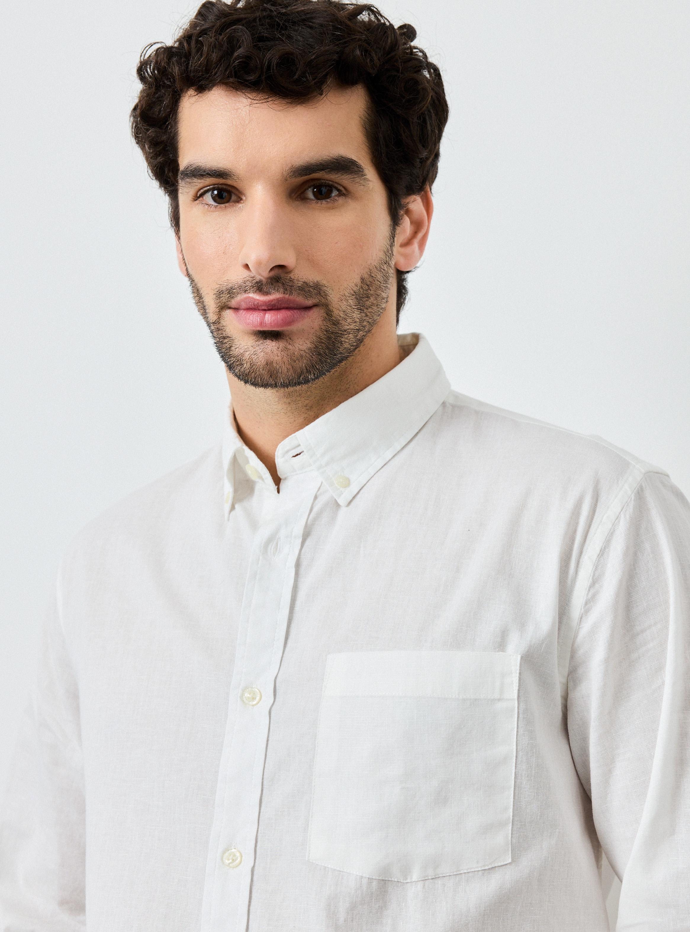 Camisa Lino Algodón Manga Larga-3