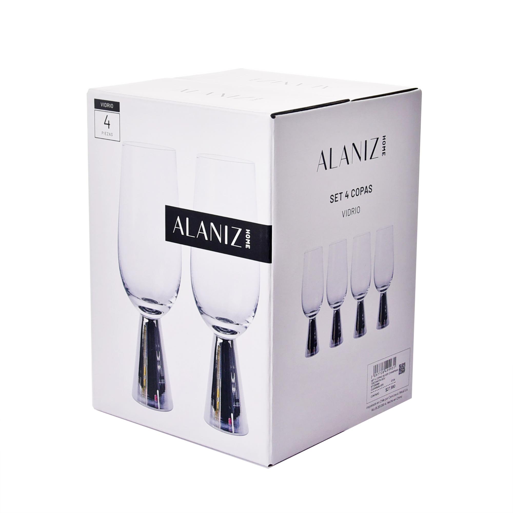 Set 4 Copas Silver Champaña-2