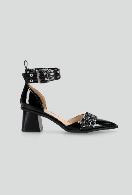 Zapato Casual Taco Hebillas Metálicas Mujer-3