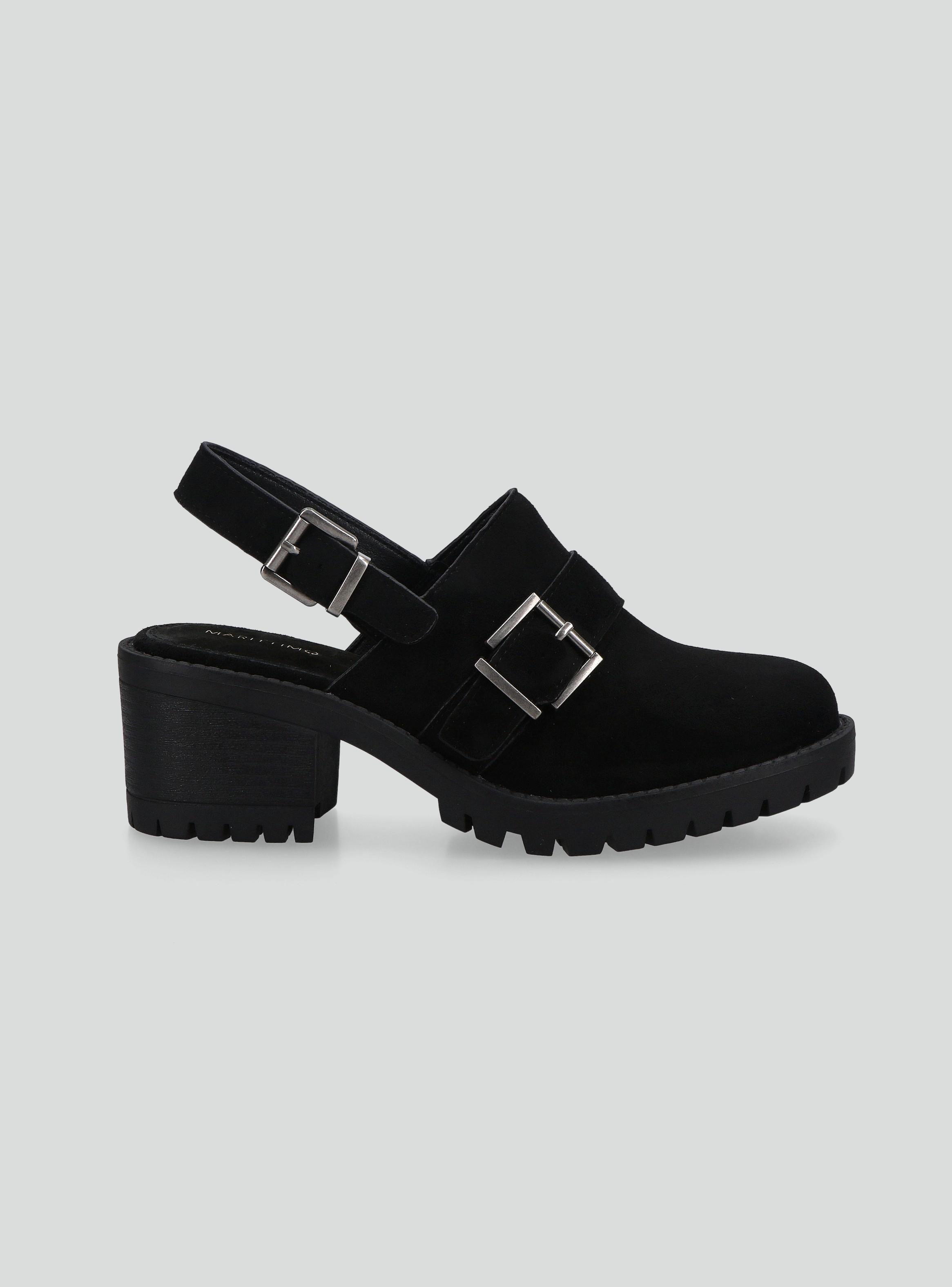 Zueco Efecto Gamuza Taco Cuadrado  Mujer-1