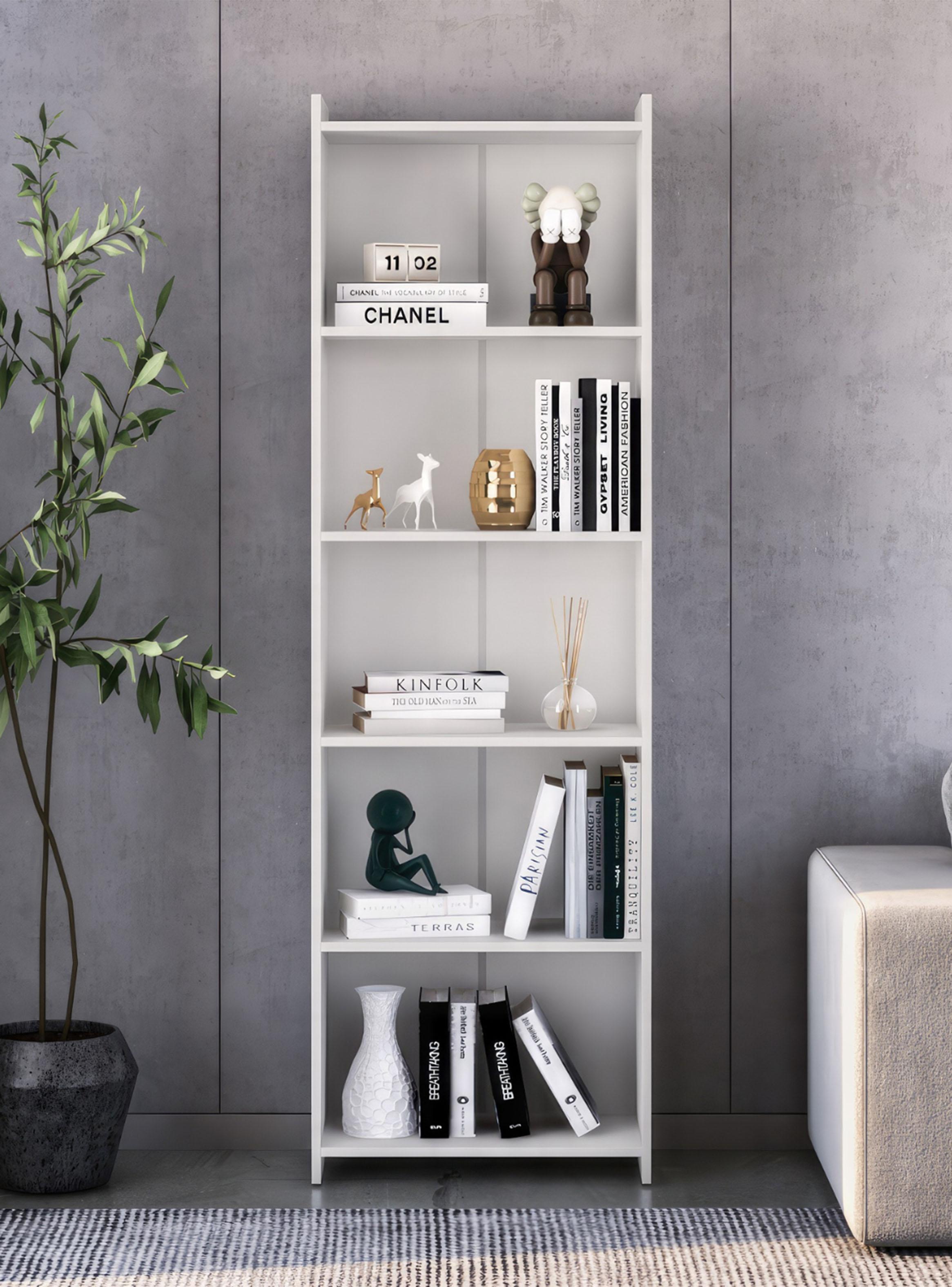 Librero Lib 5 Repisas Blanco 183x30x57 cm-3