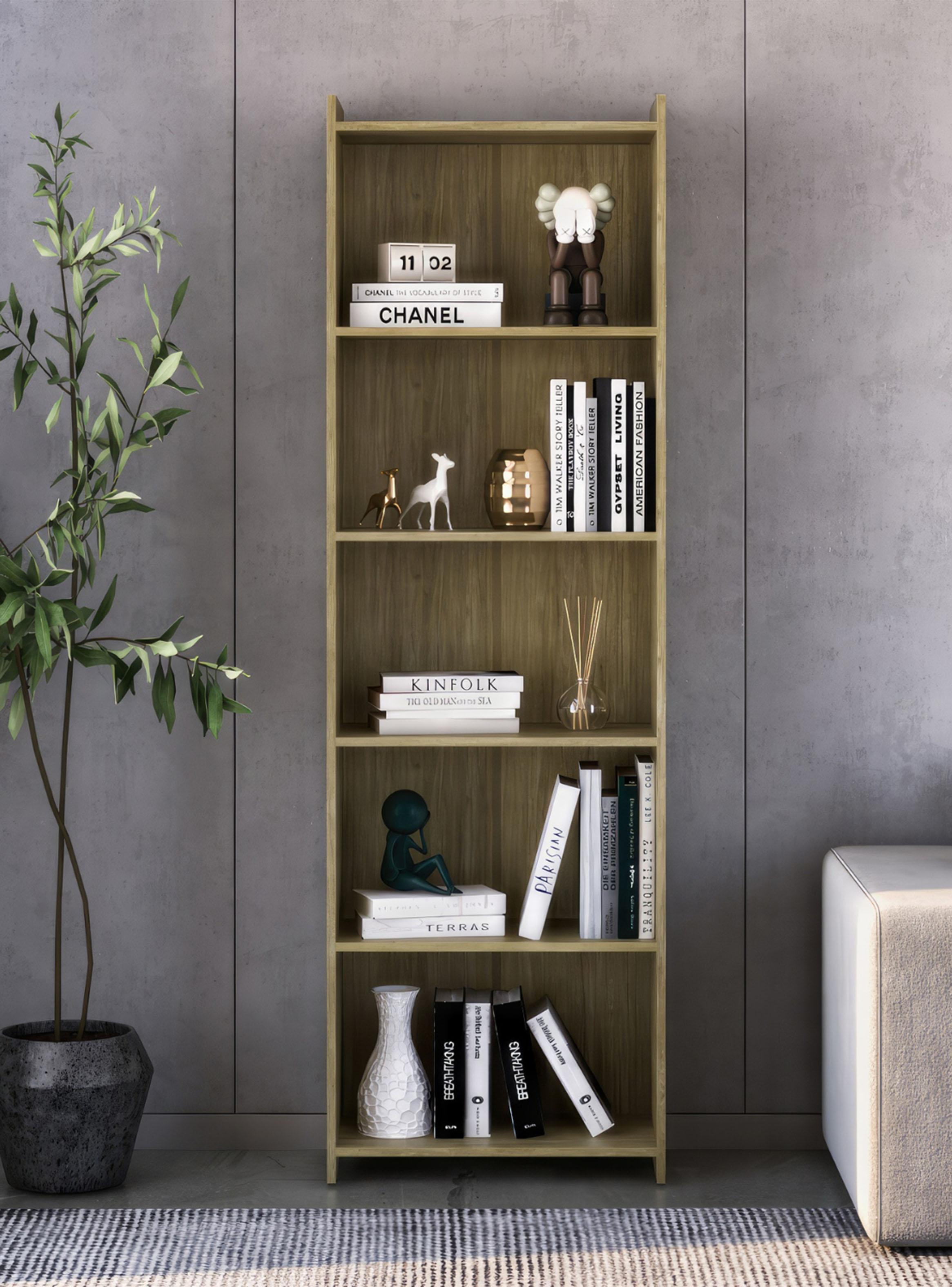Librero Lib 5 Repisas Café 183x30x57 cm-3