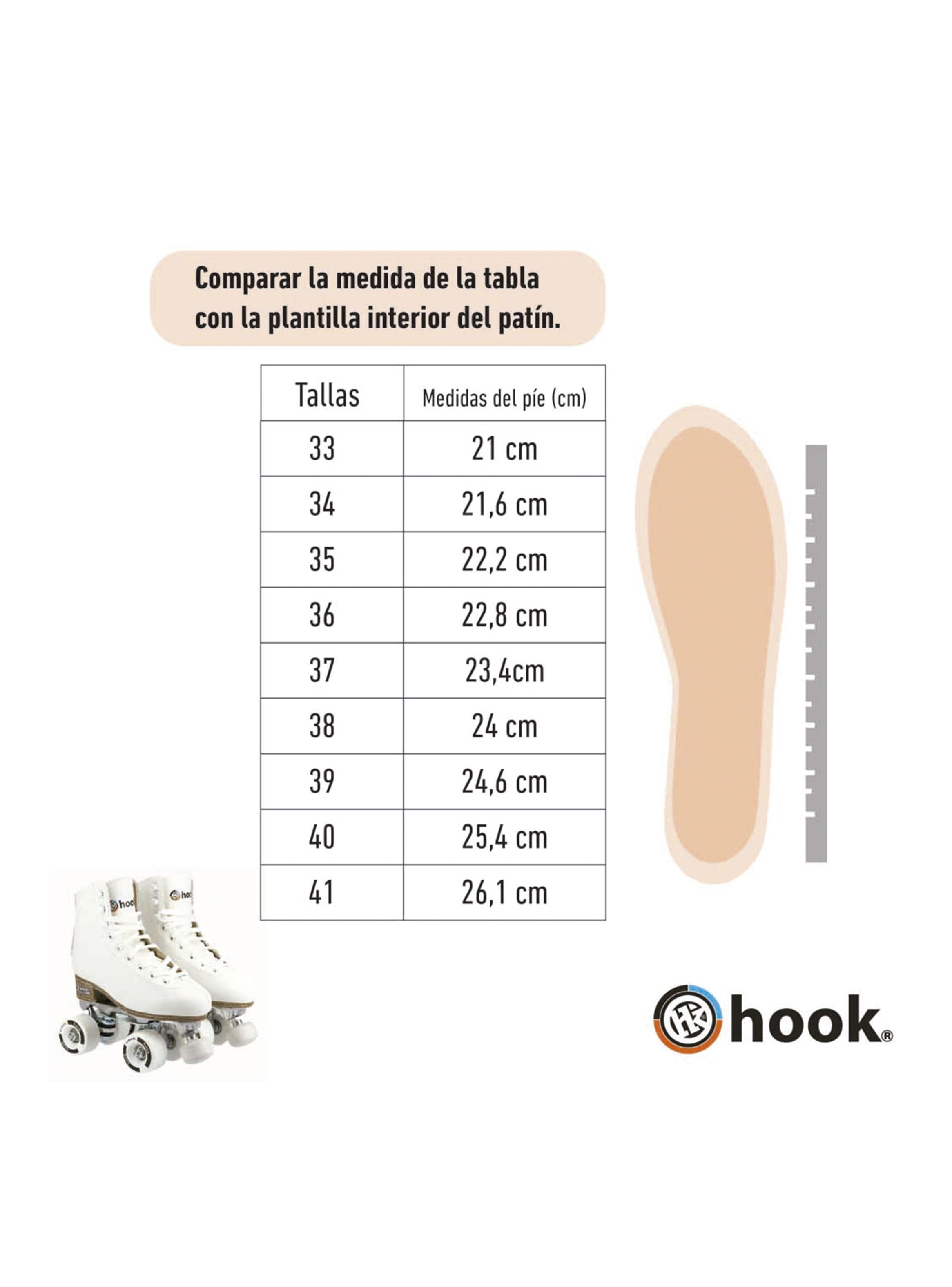Patín Artístico Hook Piel sintética Color Blanco 37-4