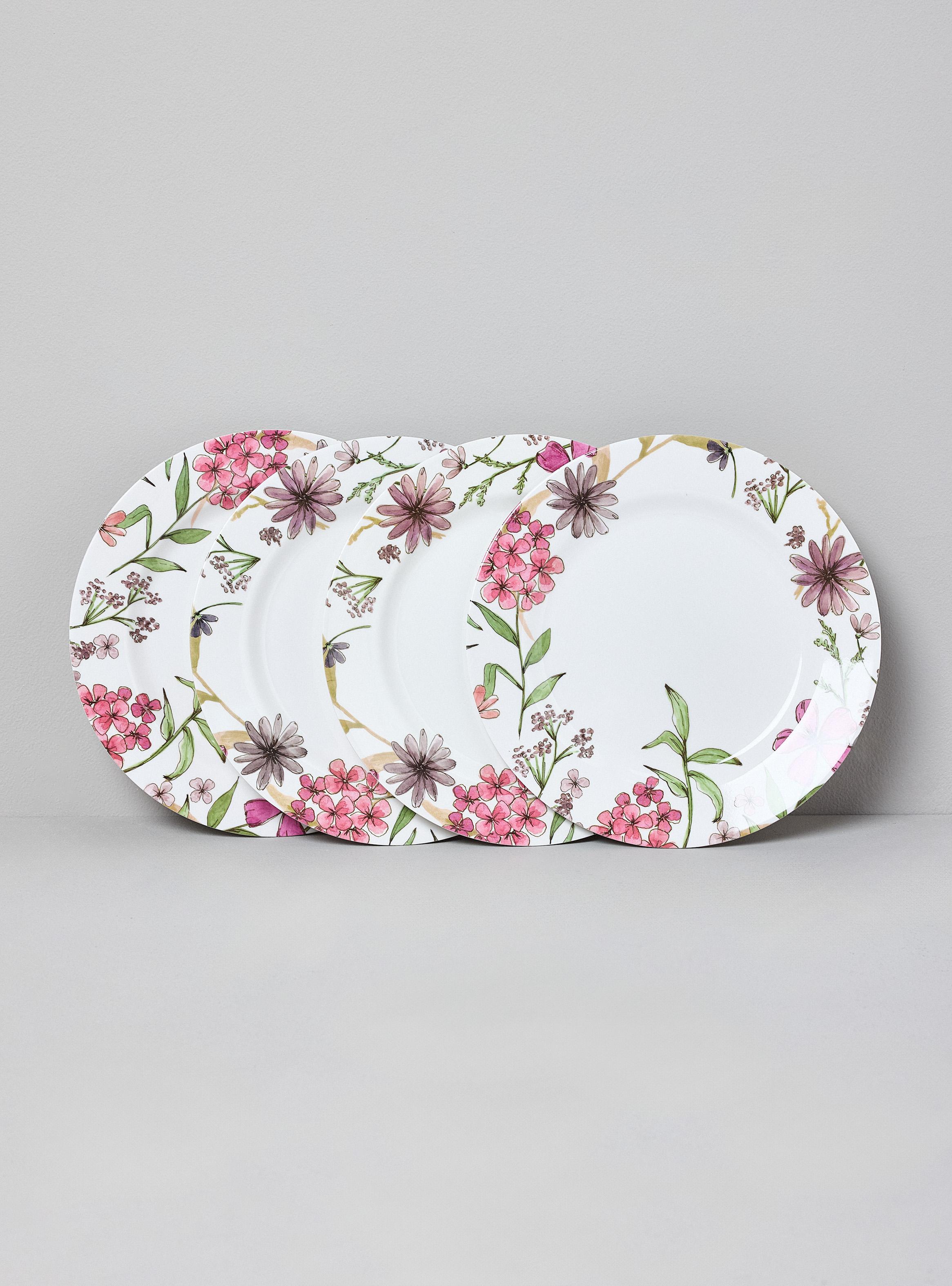 Set 4 Platos 27.5 cm Melamina Floral-0