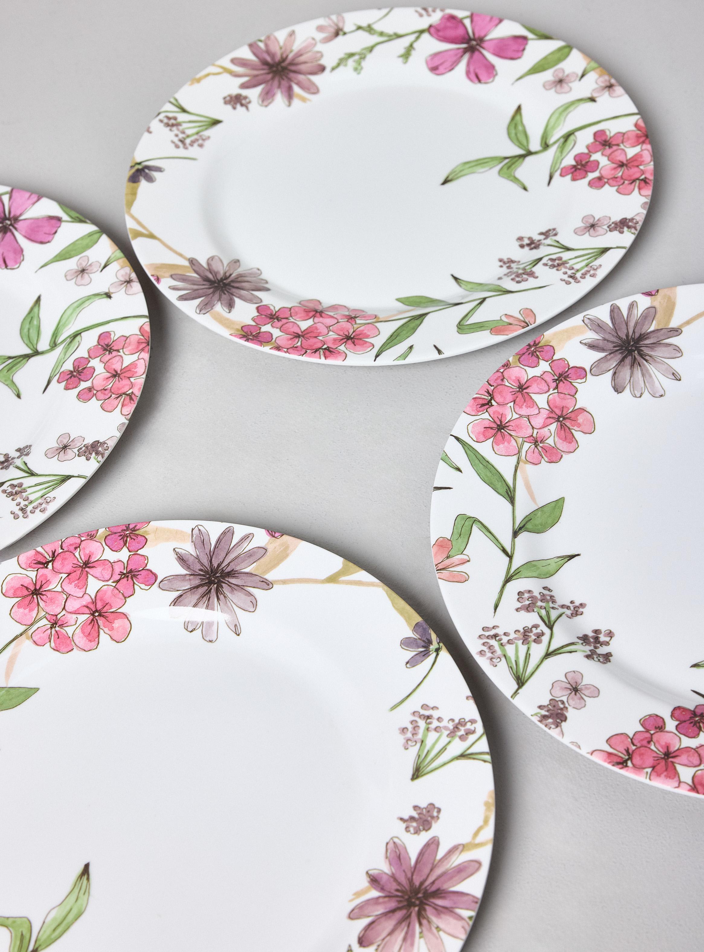 Set 4 Platos 27.5 cm Melamina Floral-1