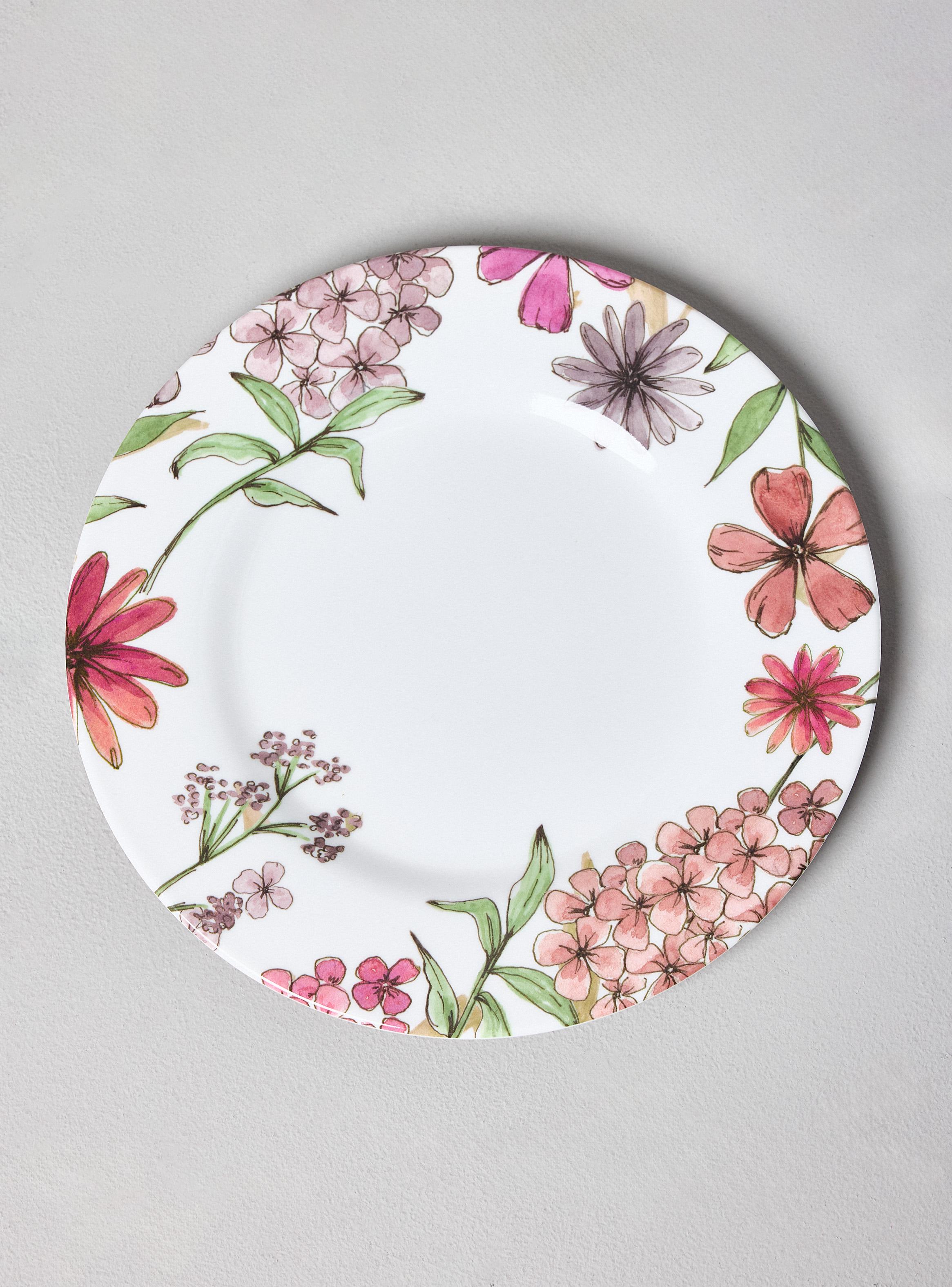 Set 4 Platos 23 cm Melamina Floral-2