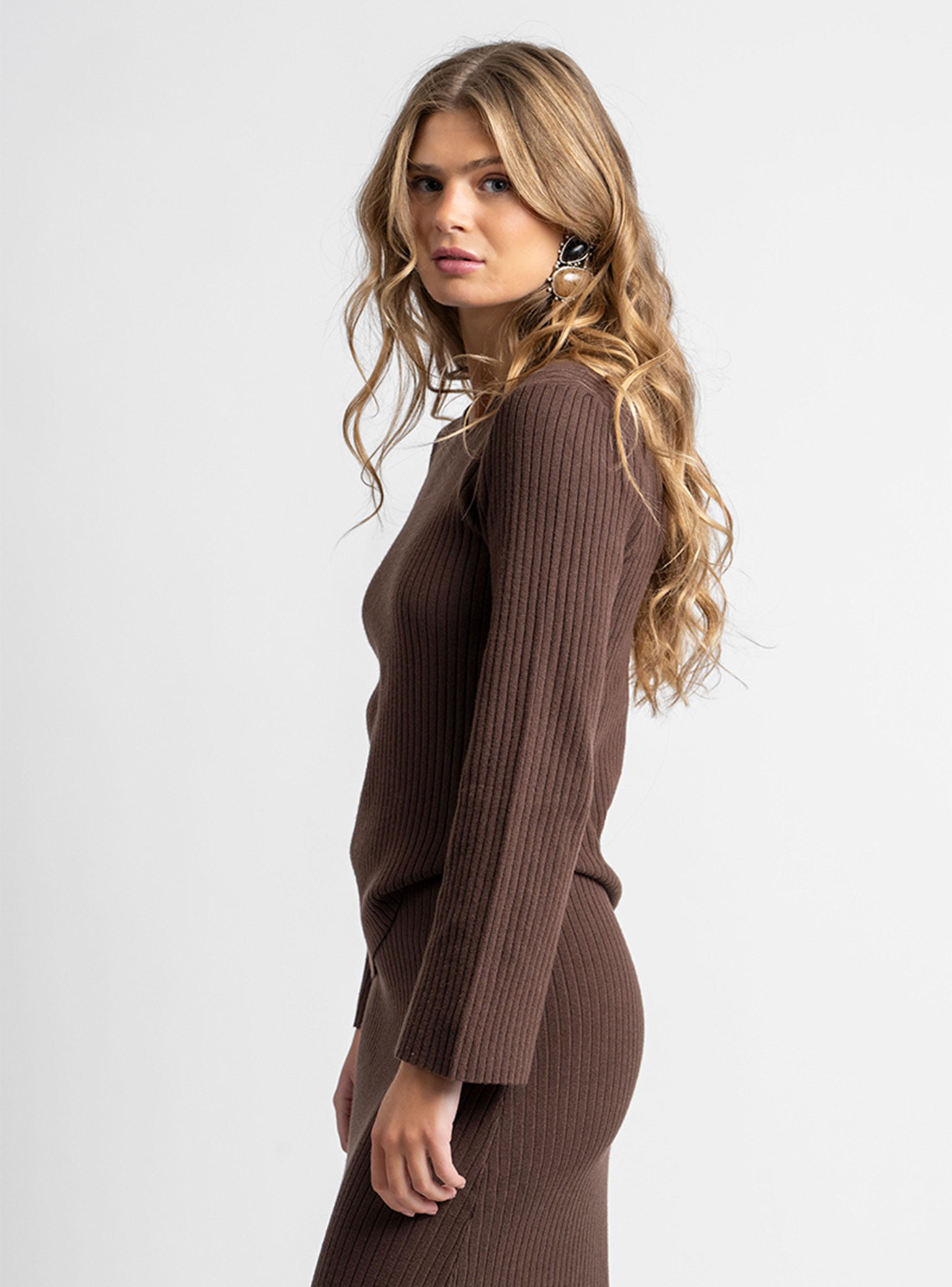 Polera Tejida Alexia Café-2