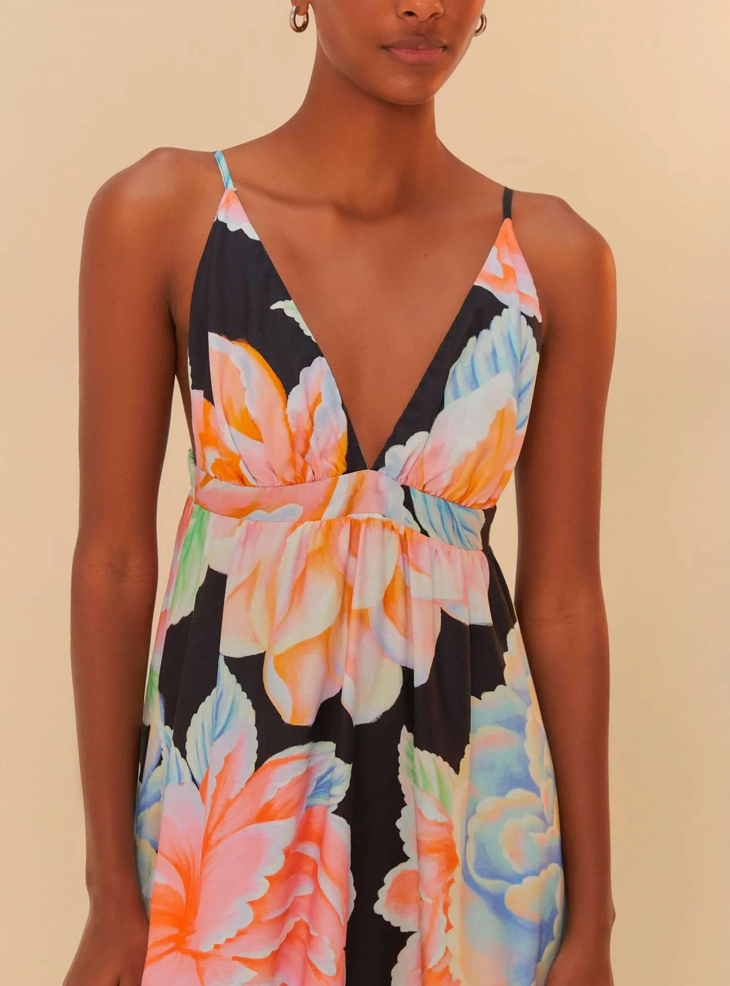 Vestido Escote V y Estampado Floral-3
