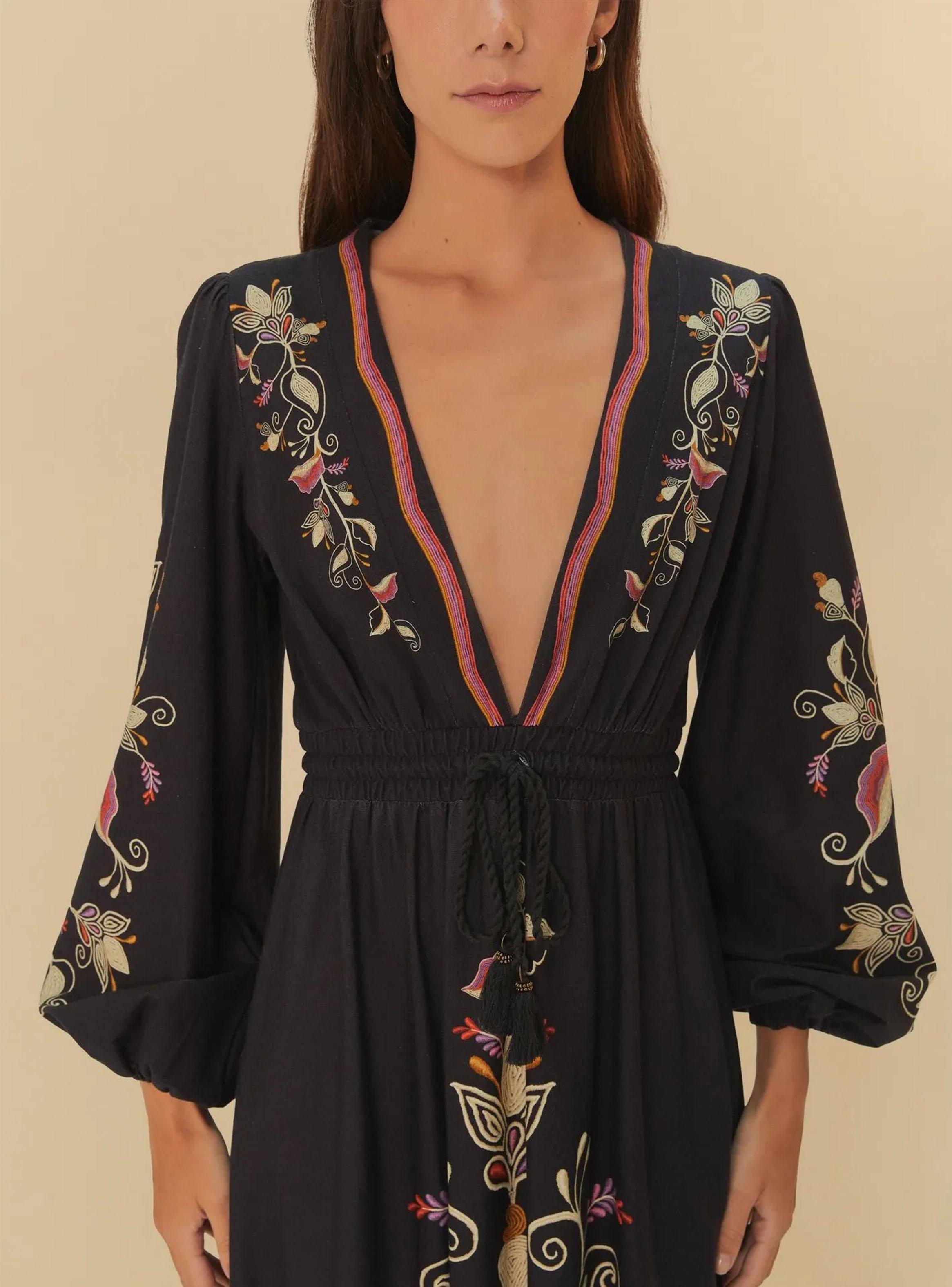 Vestido Escote V y Mangas Aglobadas-3