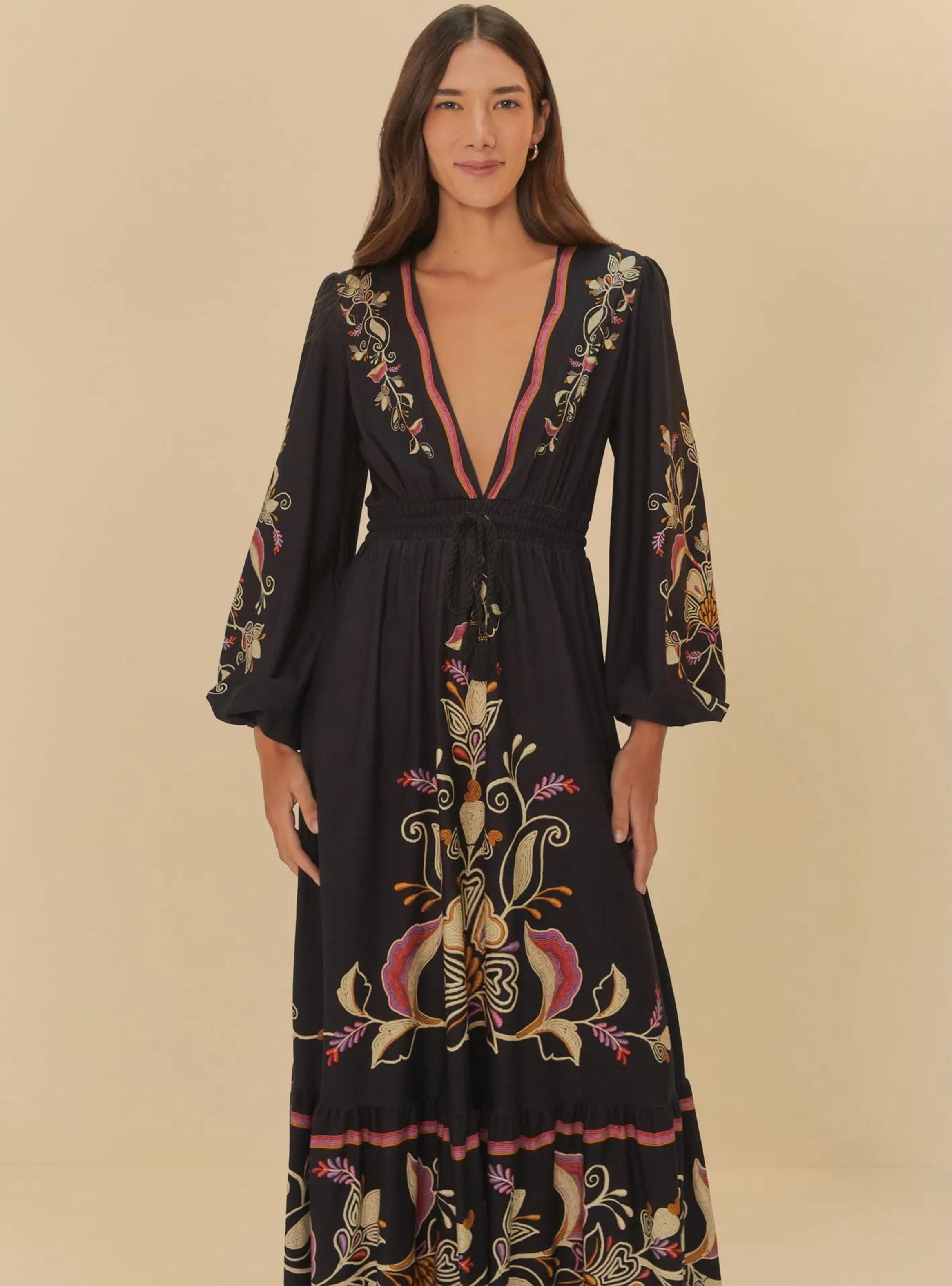 Vestido Escote V y Mangas Aglobadas-2