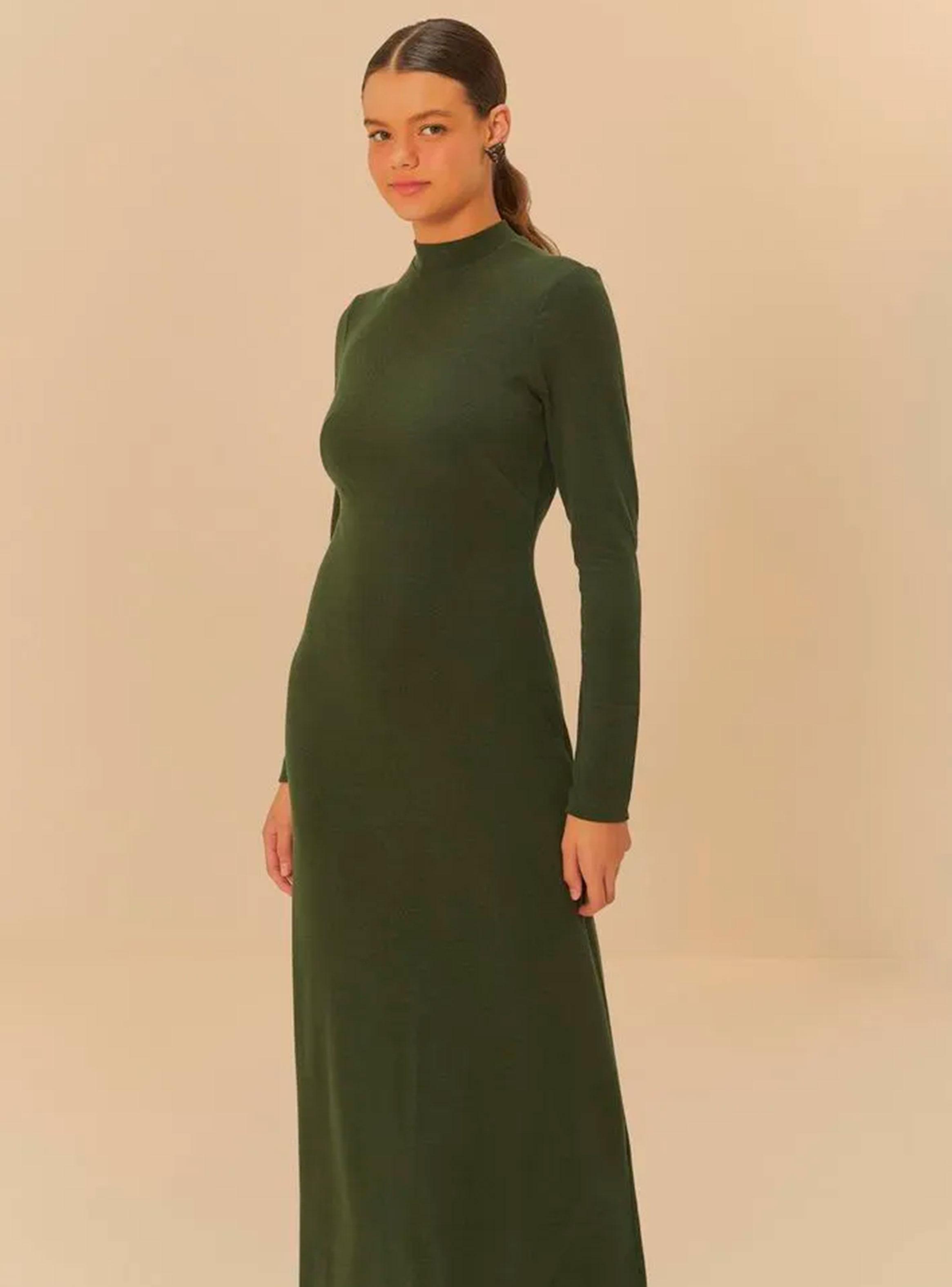 Vestido Manga Larga con Espalda Asimétrica-2