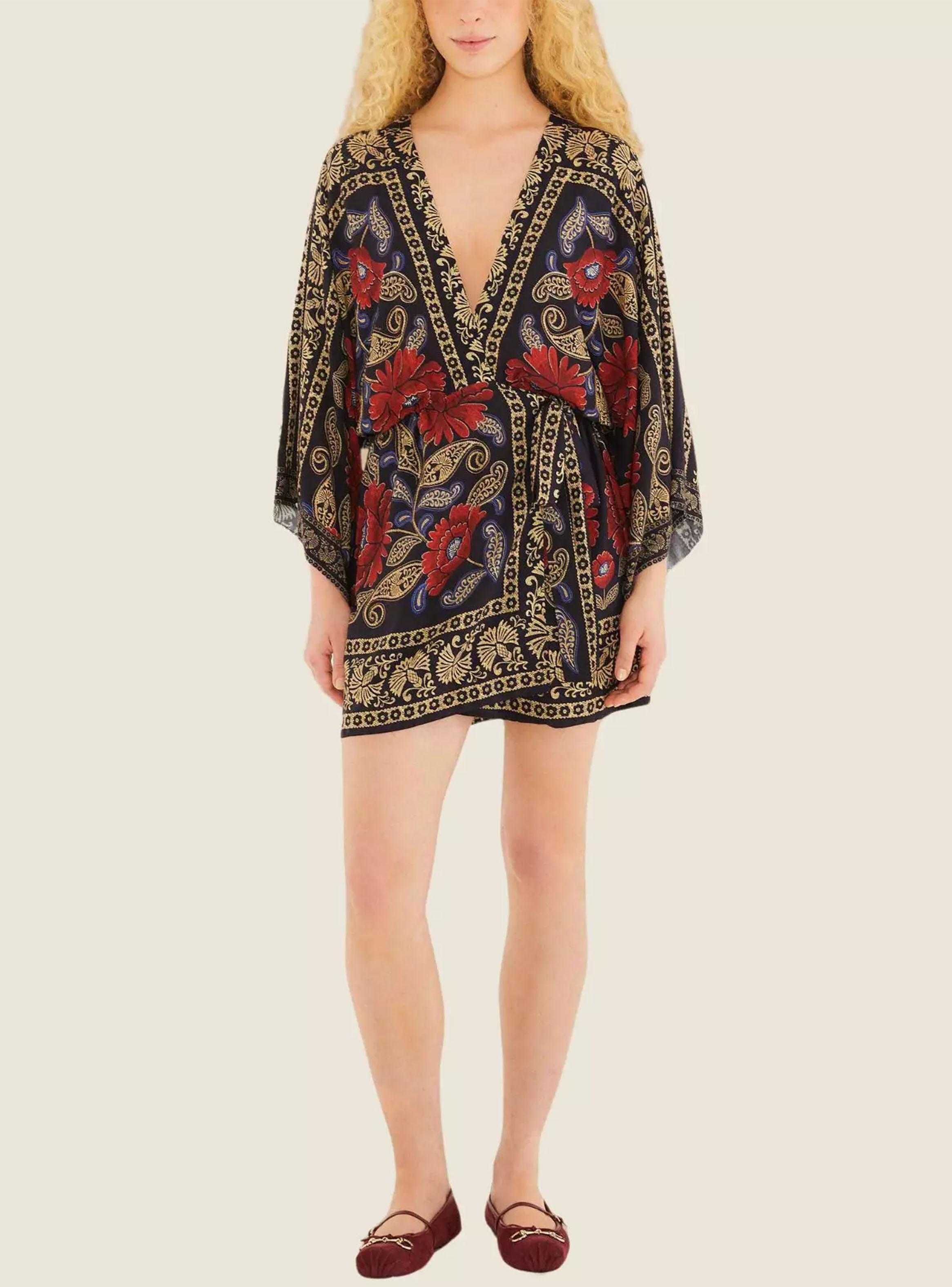 Vestido Corto con Mangas Estampado Floral-3