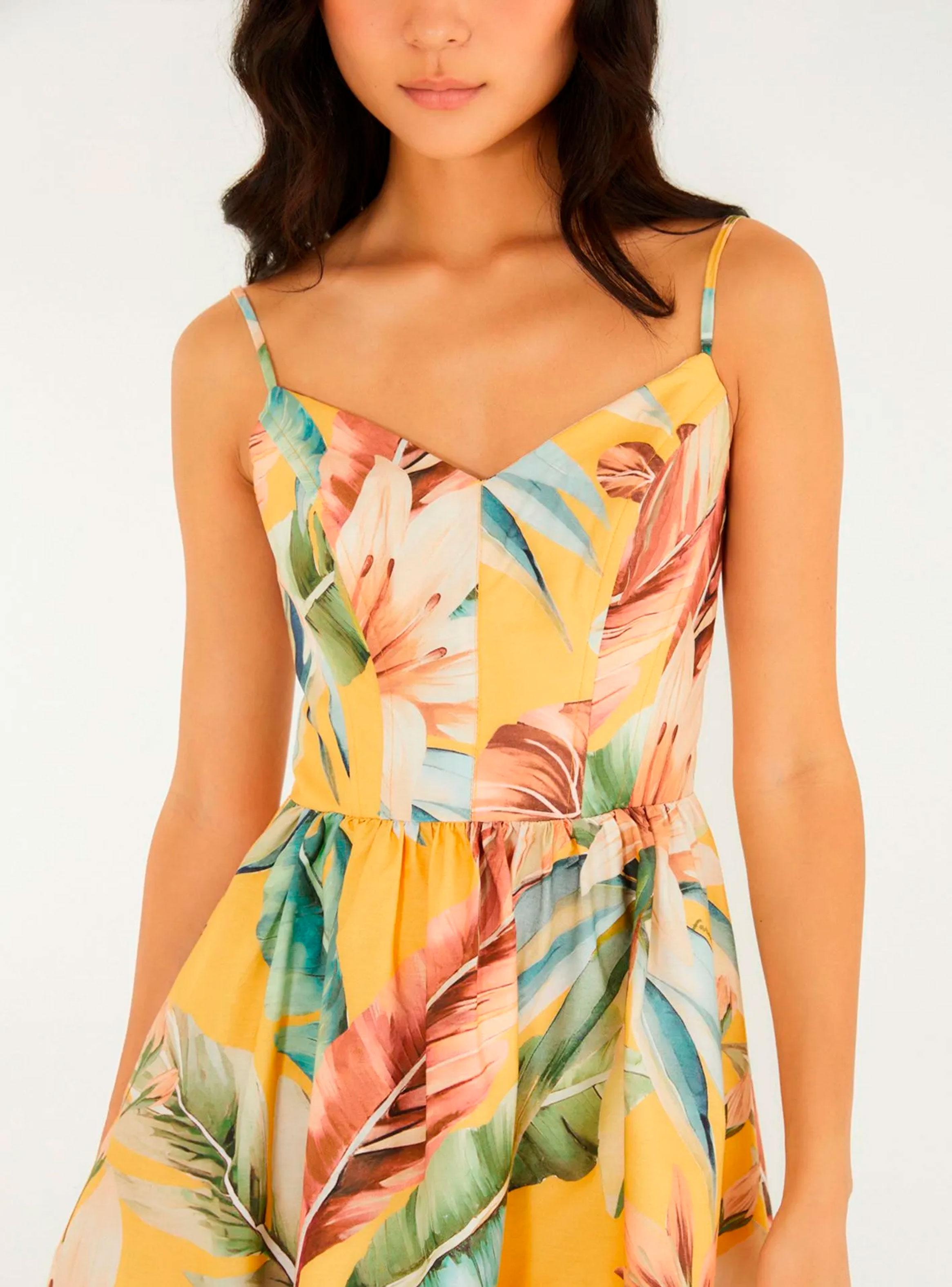 Vestido Corto de Estampado Tropical Color-2