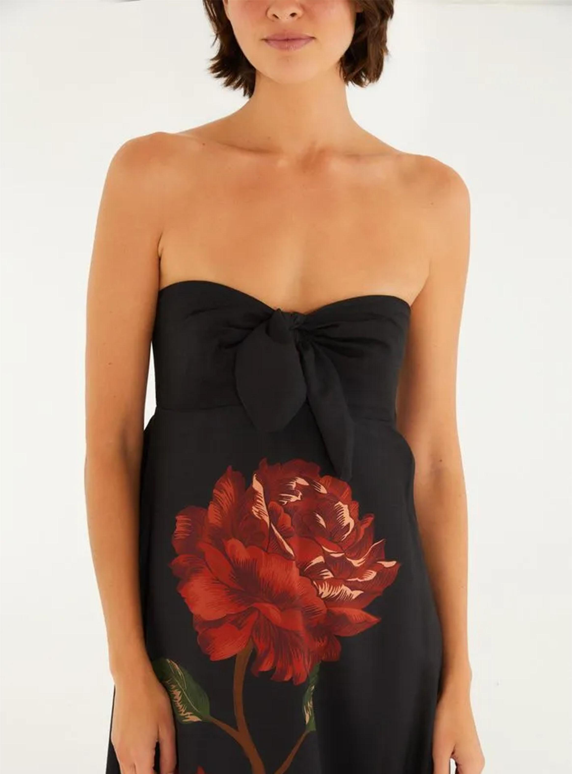Vestido Strapless Diseño Rosa-2