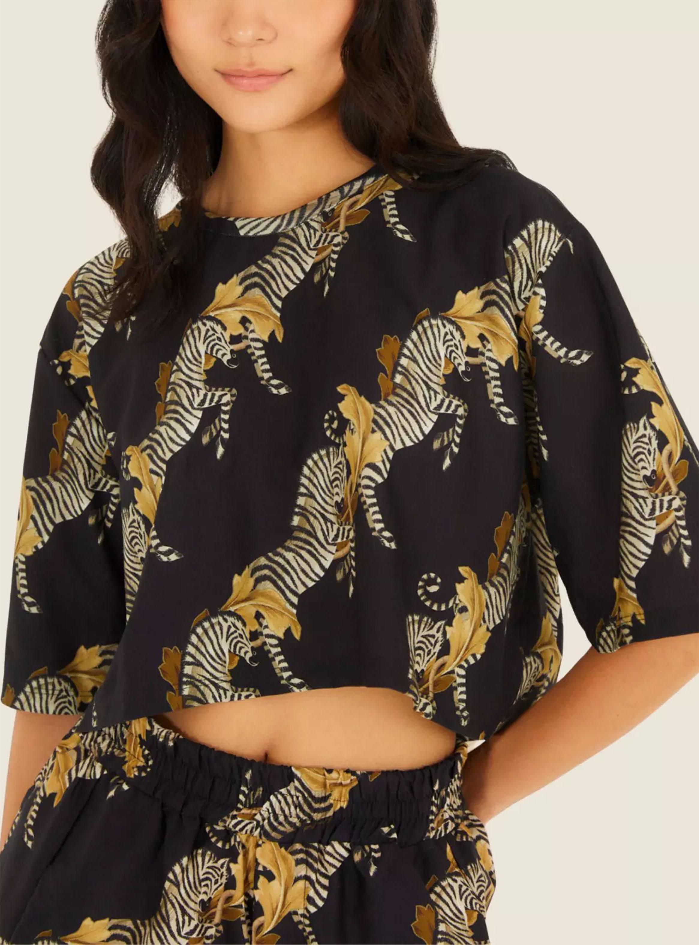Polera Crop Estampado Cebra-2