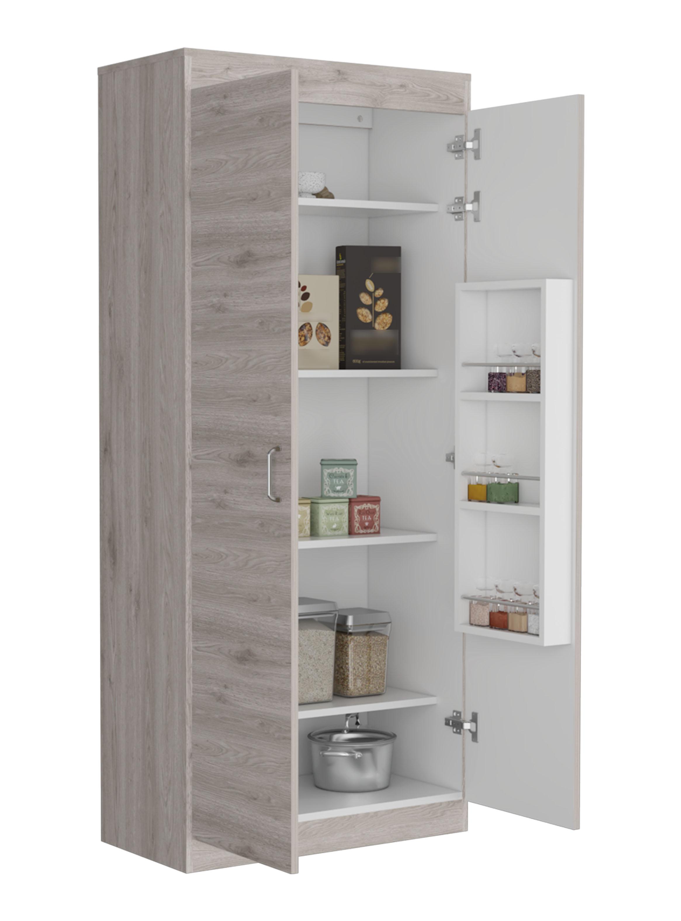 Despensa Cocina Varese 2 Puertas Ceniza Blanco-4