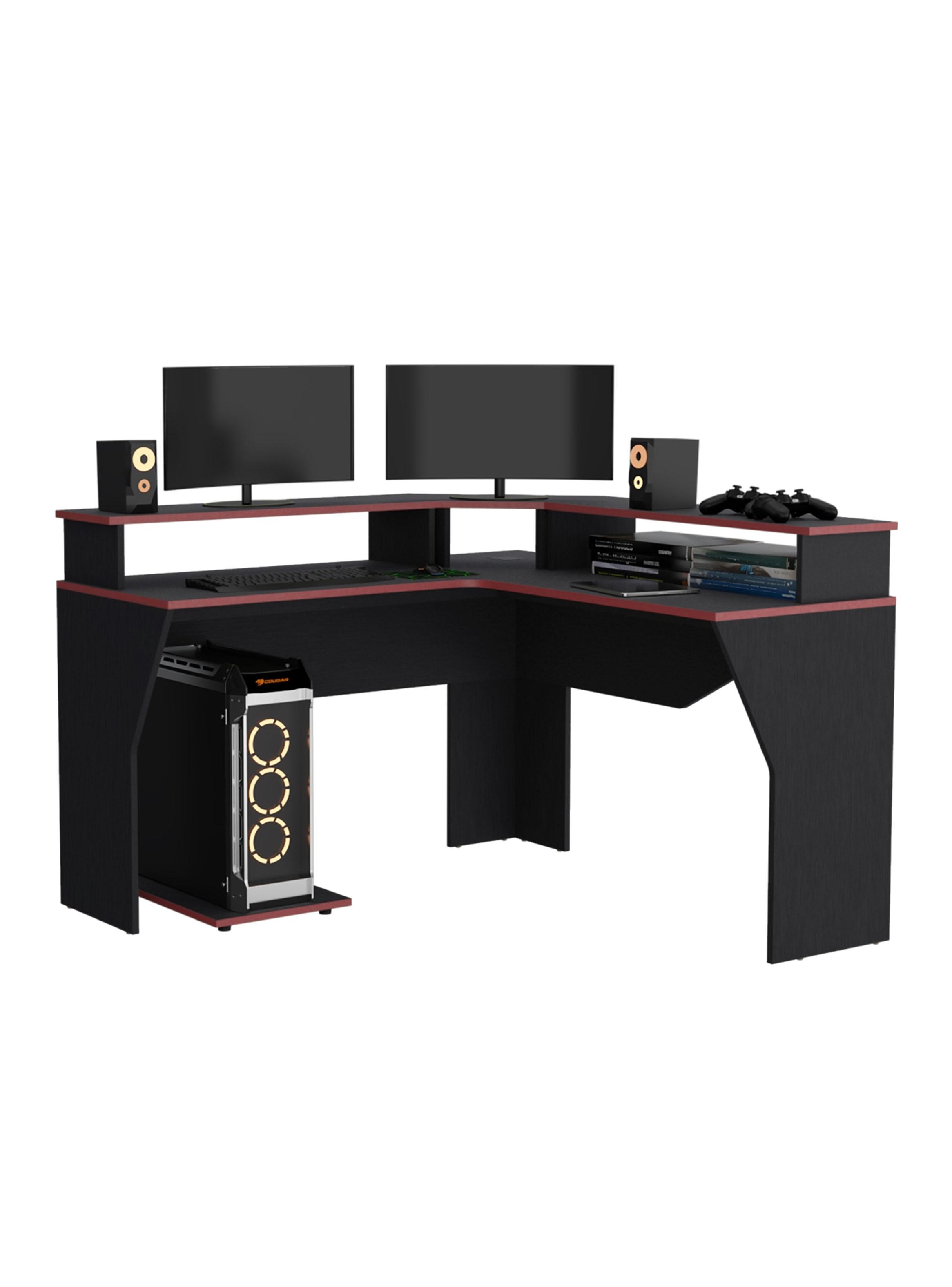 Escritorio Gamer en L Guma Wengue Rojo-3