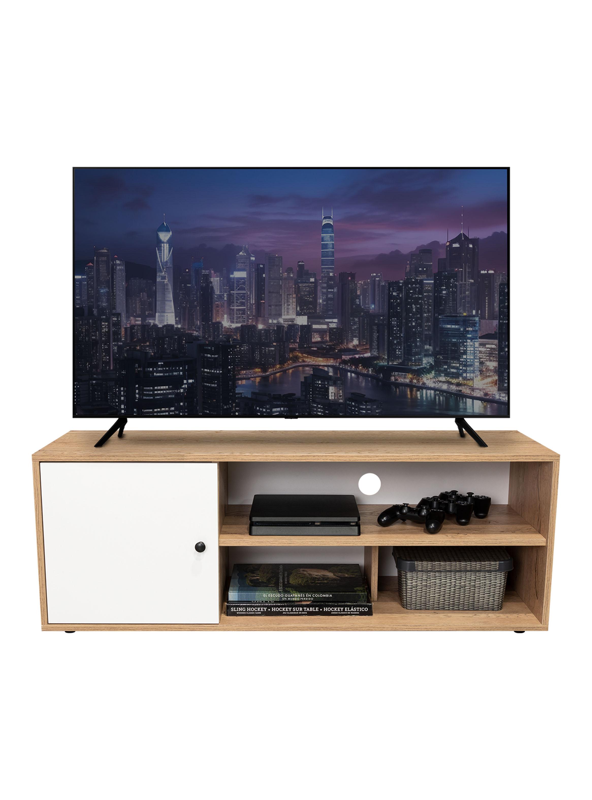 Rack TV 55" Noah 1 Puerta Macadamia Blanco-2