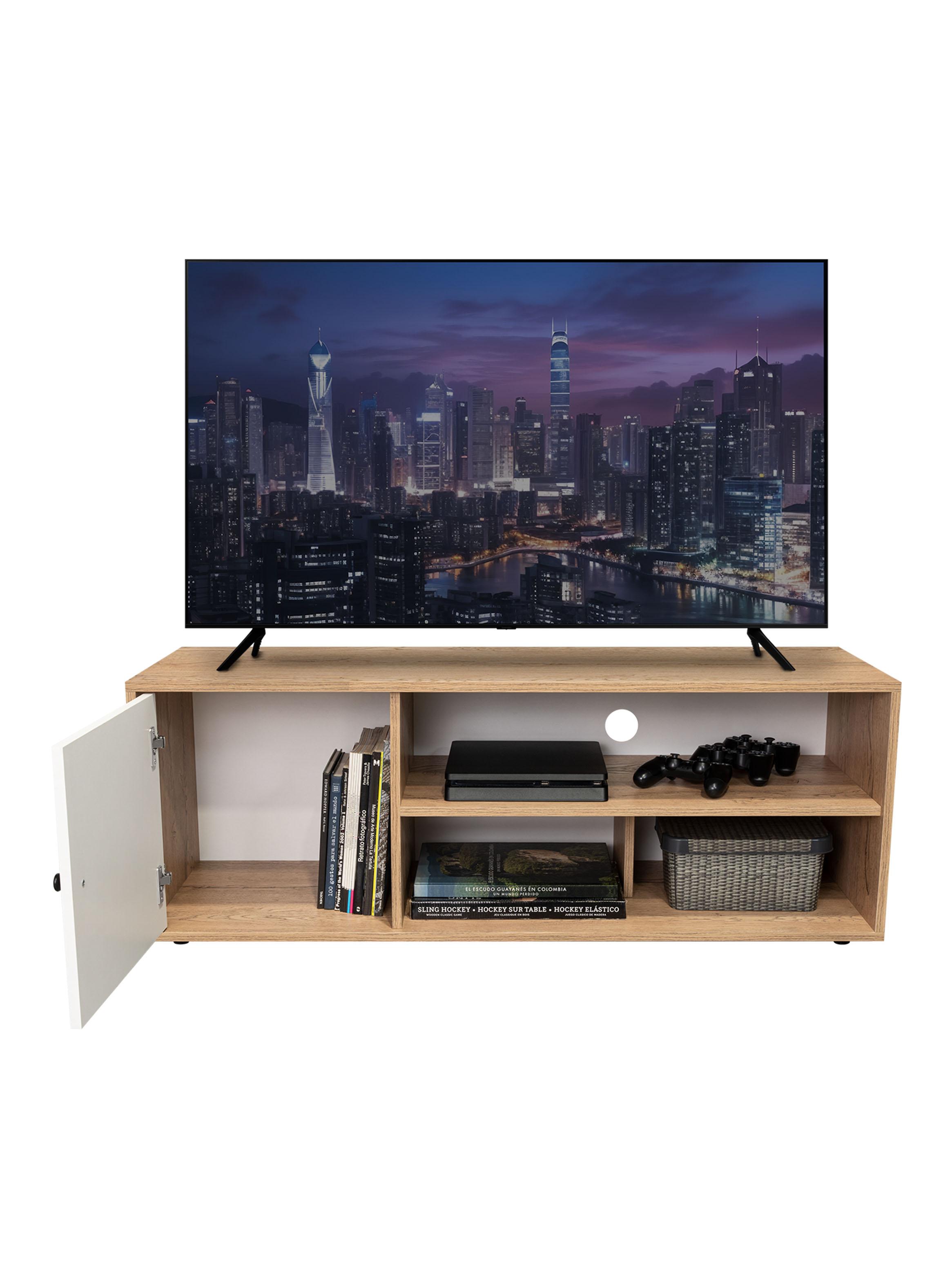 Rack TV 55" Noah 1 Puerta Macadamia Blanco-3