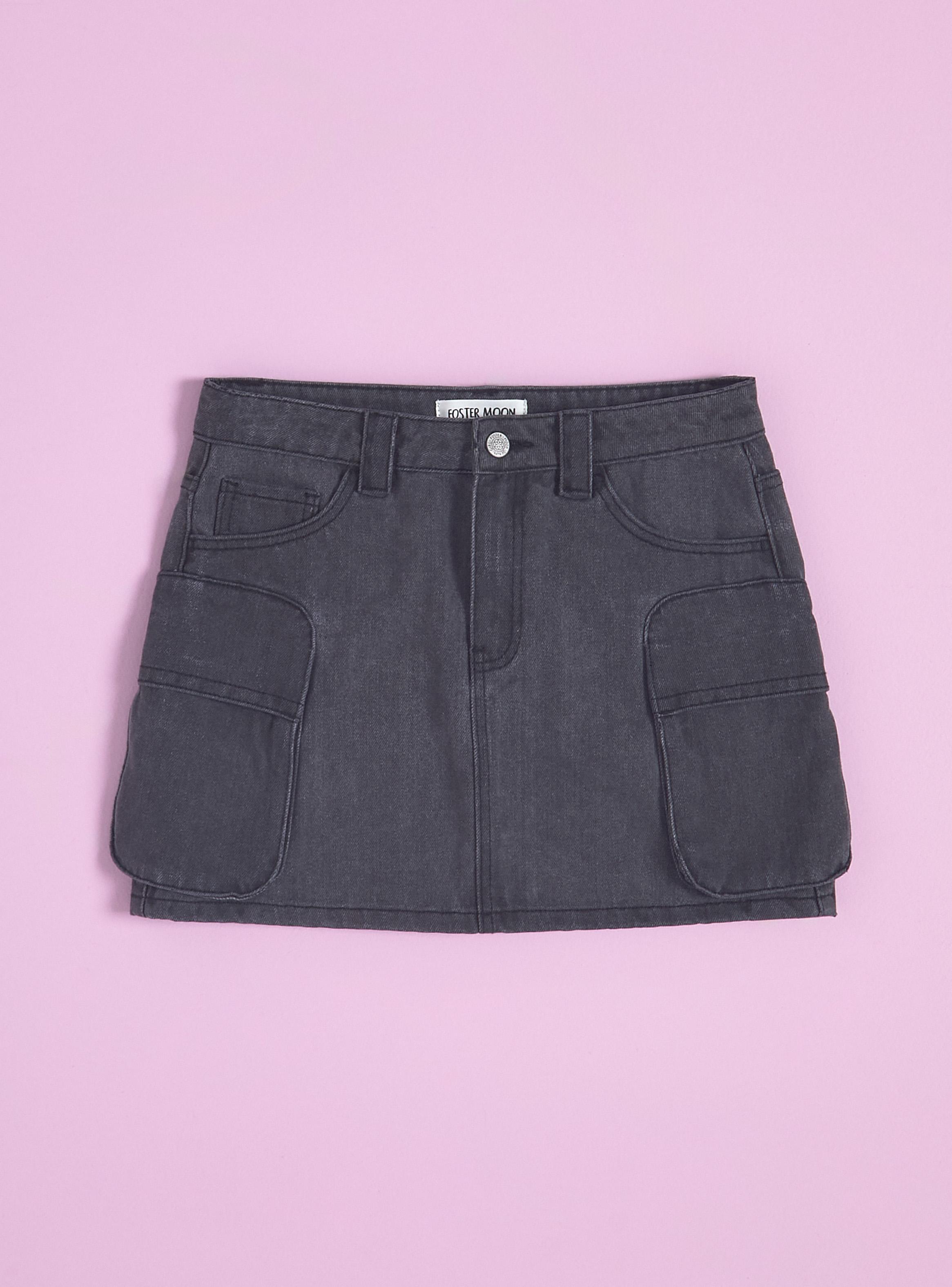 Falda Denim con Bolsillos Cargo-0