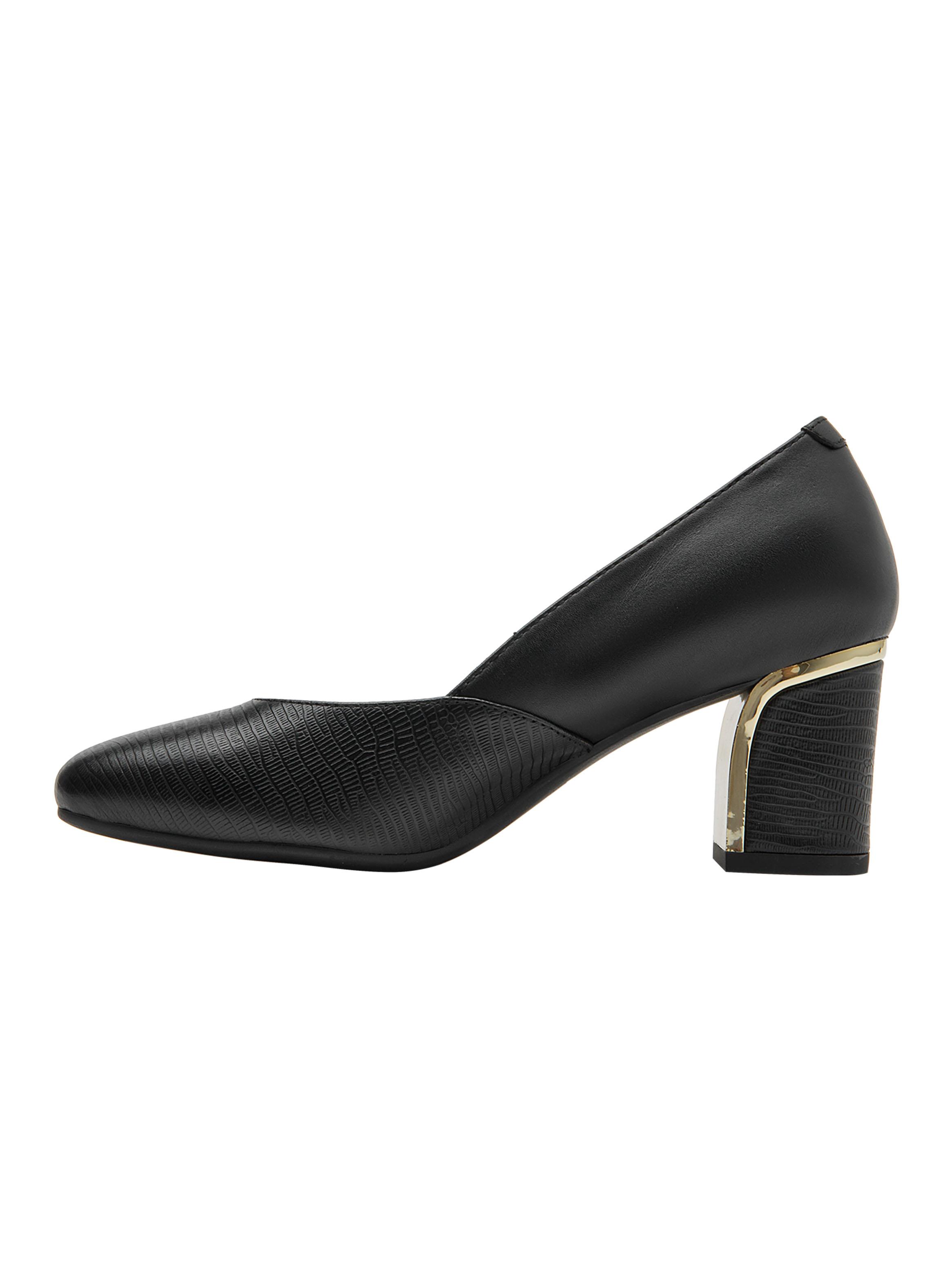 Zapato de Vestir Casual Detalla Dorado Taco Cuero Mujer-2