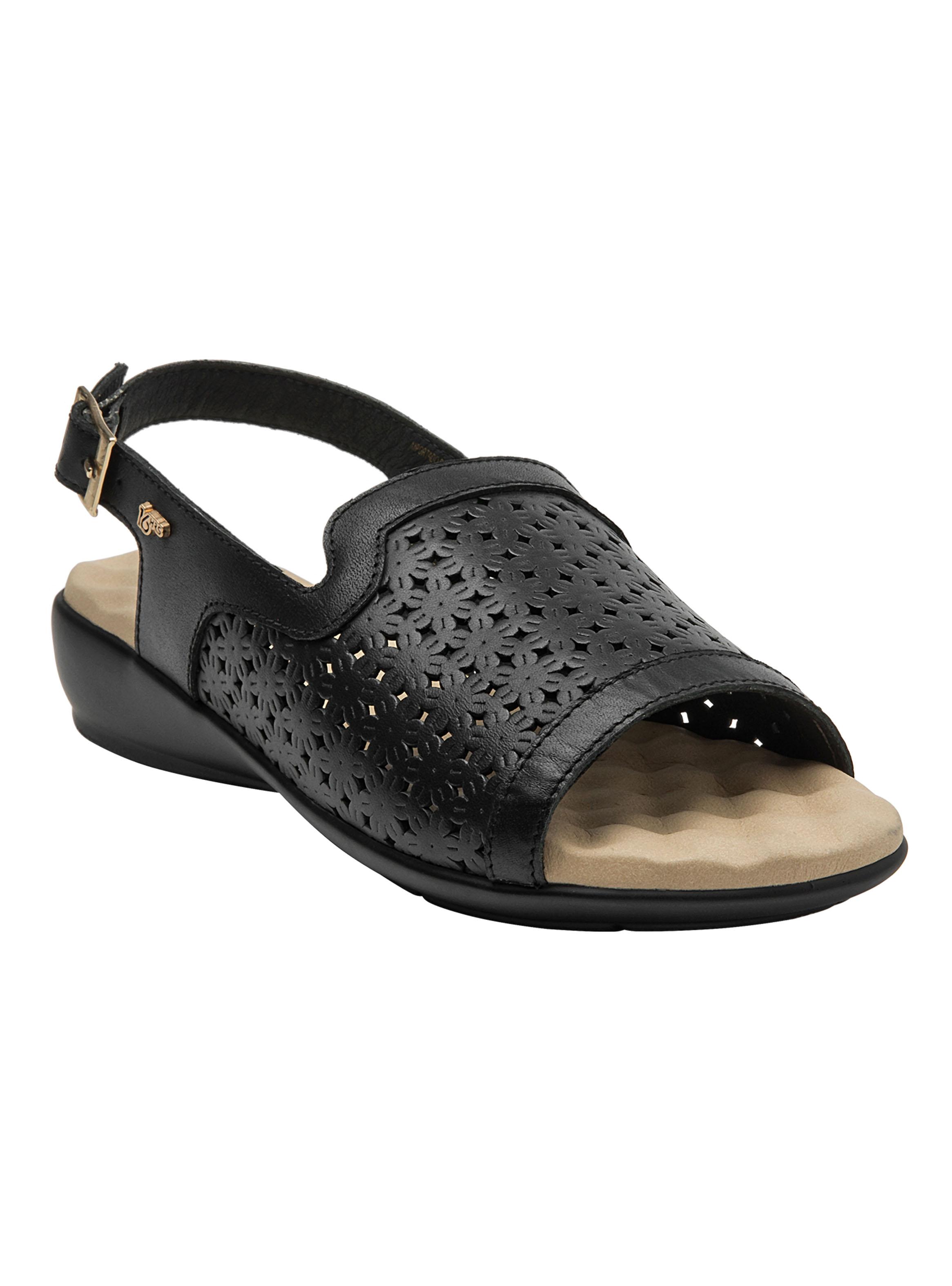 Sandalia Perforaciones Decorativa Cuero Mujer-1